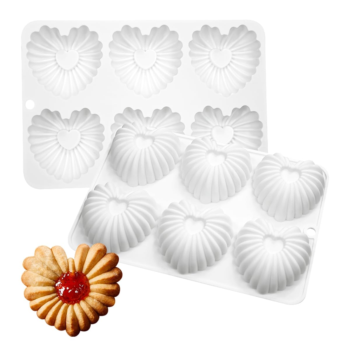 3D Heart-Shaped Silicone Baking Mold for Cake, Chocolate, Mousse, Fondant, Ice Cream & Soap - DIY Dessert & Candy Making - Perfect for Valentine's Day, Weddings & Romantic Gifts (Heart B)