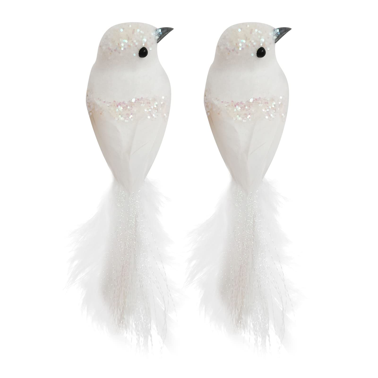 Red and White Decorative Bird Pair - Realistic Feathered Garden Ornament for Outdoor and Indoor Decor | Perfect for Patio, Lawn, and Home Decoration