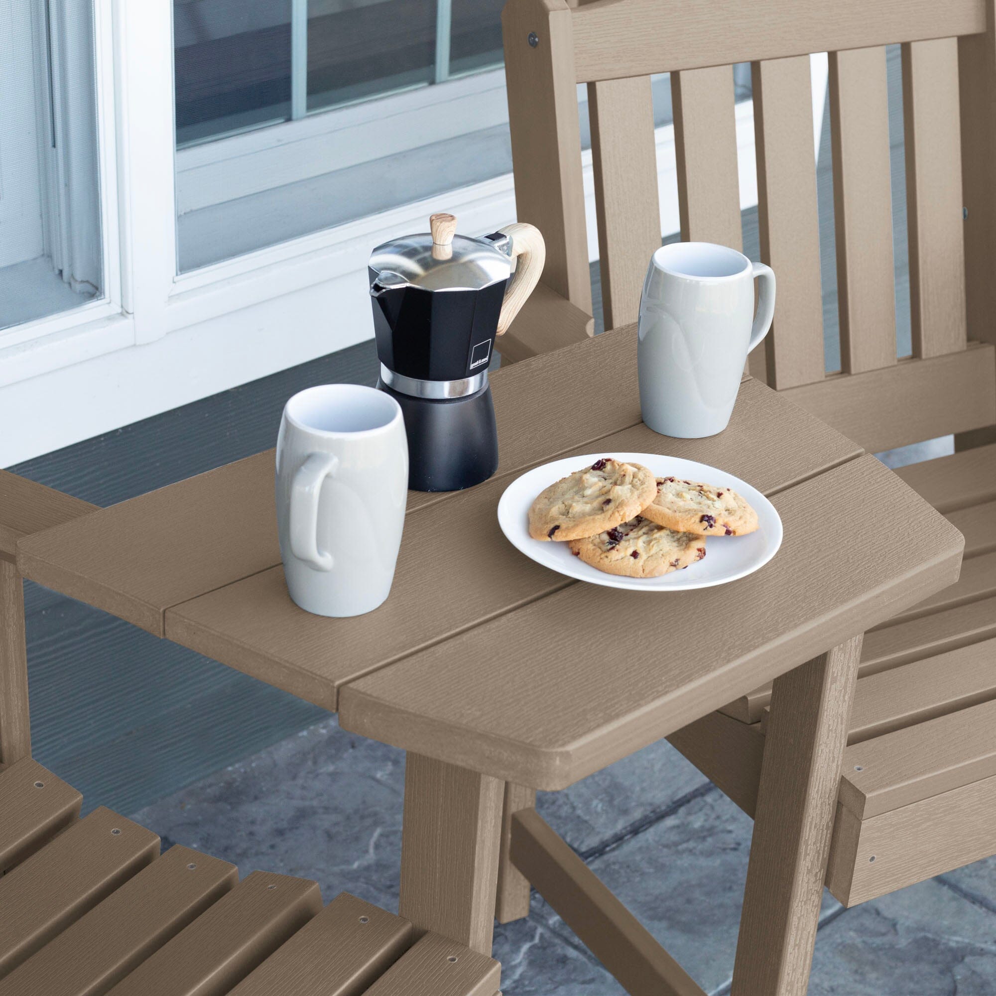 Adirondack Tete A Tete Connecting Table - Outdoor Patio Furniture for Two - Perfect for Garden, Deck, and Poolside Conversations