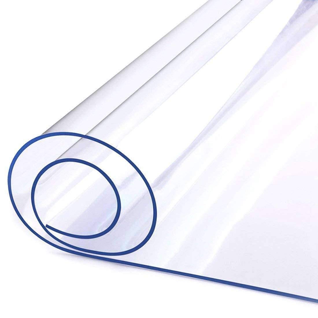 ILMF Clear PVC Plastic Tablecloth Protector - Waterproof, Stain Resistant, Easy Care Table Cover (2.0mm Thick, 70x120cm/28x47inch) - Perfect for Coffee Tables, Dining Tables & Hard Floor Protection