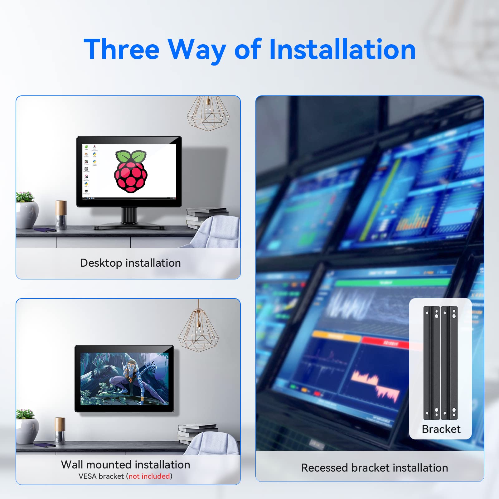 10 Inch Touchscreen Monitor - Eyoyo Portable IPS Display with HDMI VGA AV for Raspberry Pi, CCTV, DVD, PC, Laptop & POS Systems | Built-in Speakers for Home Office, Gaming & Digital Signage