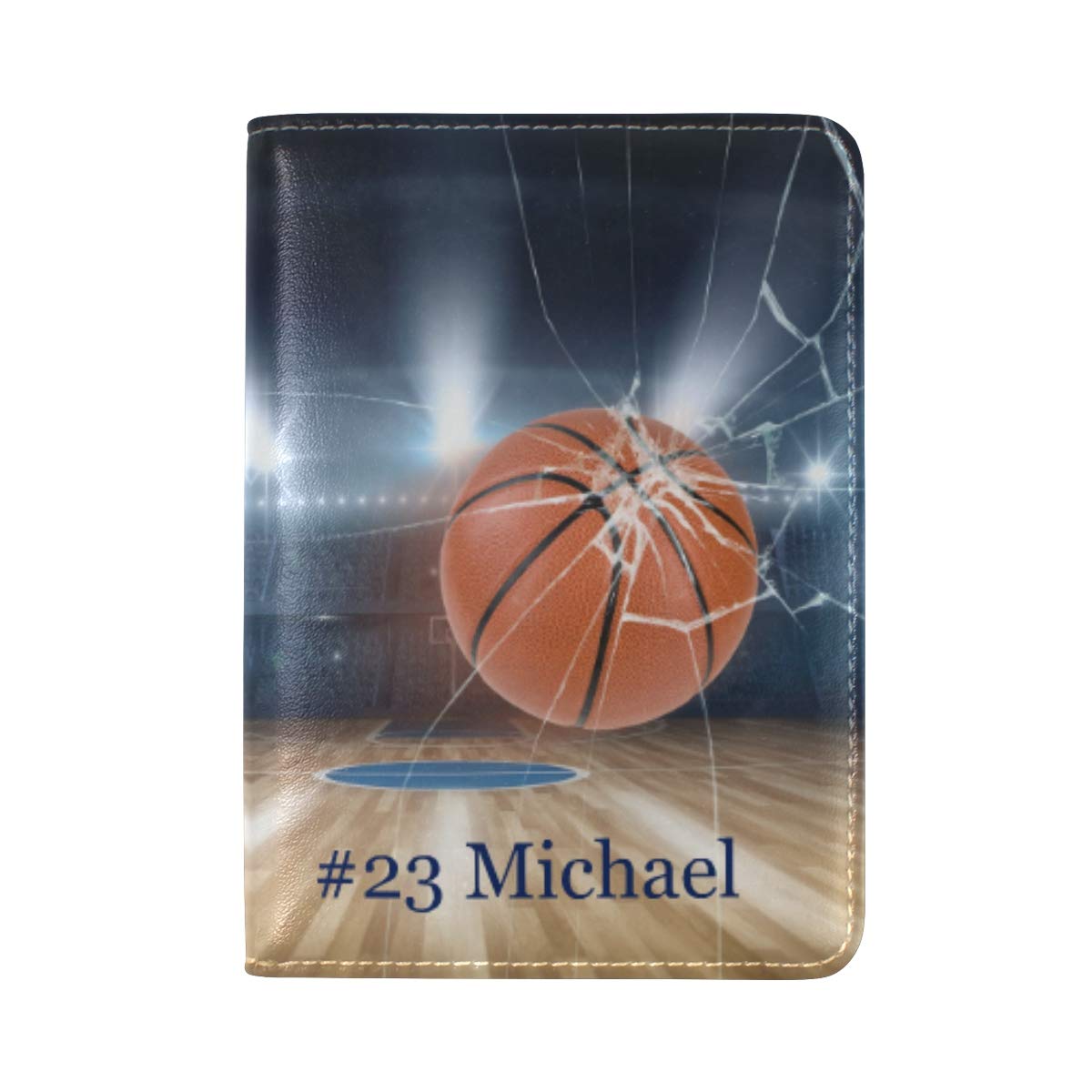 Custom Leather Passport Holder for Men - Basketball Themed Travel Wallet Case with RFID Protection - Perfect for Business Trips, Vacations & Gifts