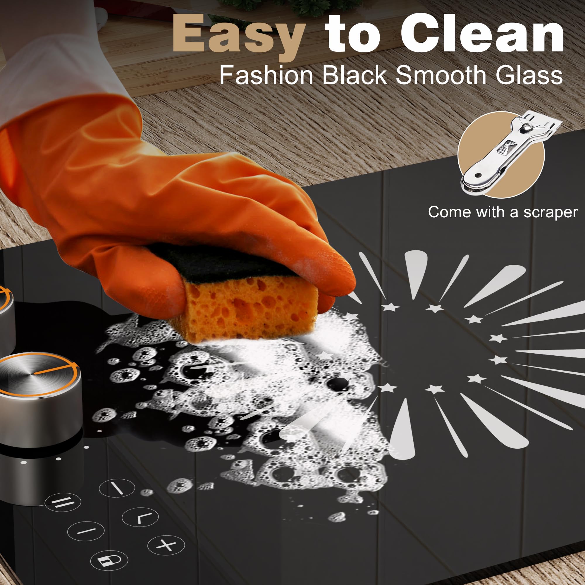 Karinear 12 Inch 110V Electric Cooktop with 2 Burners - Plug-in Countertop & Built-in Ceramic Stove Top, Knob & Touch Sensor Control, Multi-Functional Radiant Stove for Kitchen, RV, Dorm & Small Spaces