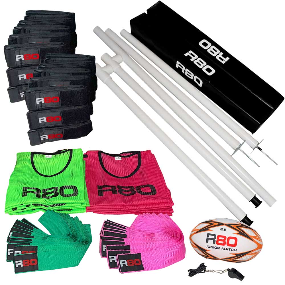 R80 Junior Rippa Team Football Goal Sets with Posts & Corner Poles - Perfect for Youth Soccer Practice, Backyard Games, and School PE Classes