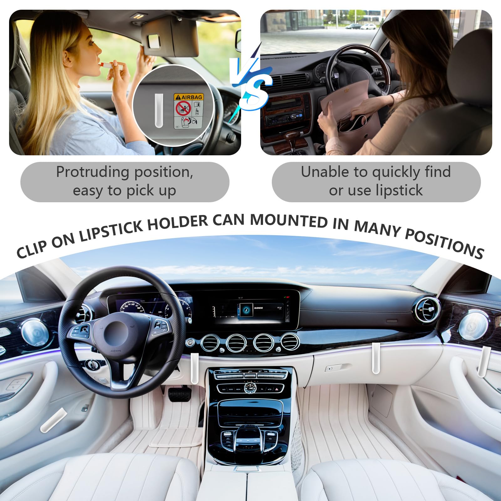 NBOOCUP 2 Pack Silicone Lip Balm Holder - Stick On Chapstick Holder for iPhone & Android Phone Cases - Car & Phone Accessories - Compatible with Rhode Phone Case (White) - Perfect for On-the-Go Lip Care While Driving or Traveling
