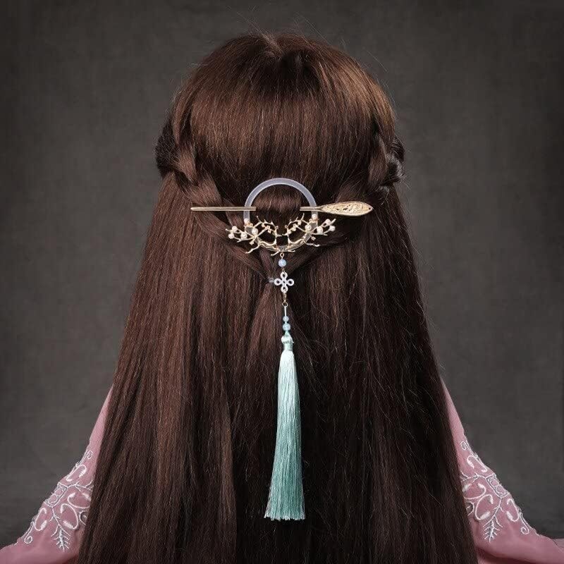 Vintage Chinese Style Hair Sticks - Retro Hanfu Hair Forks with Butterfly Metal Glaze & Pearl Tassels | Hair Pin Hair Stick for Women | Perfect for Cosplay, Traditional Weddings & Historical Reenactments