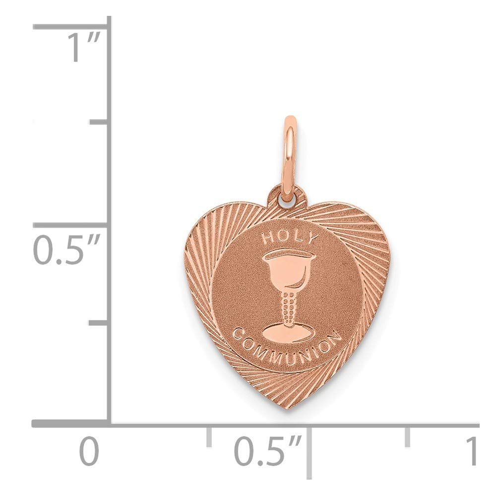 14k Rose Gold Holy Communion Heart Charm - Elegant Religious Jewelry for First Communion, Baptism & Special Occasions | Perfect Gift for Girls & Women