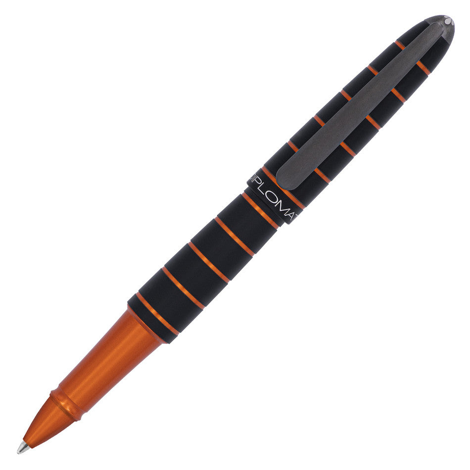 Premium Diplomat Elox Rollerball Pen - Black & Orange Luxury Writing Instrument for Business Professionals, Gift Giving & Everyday Use