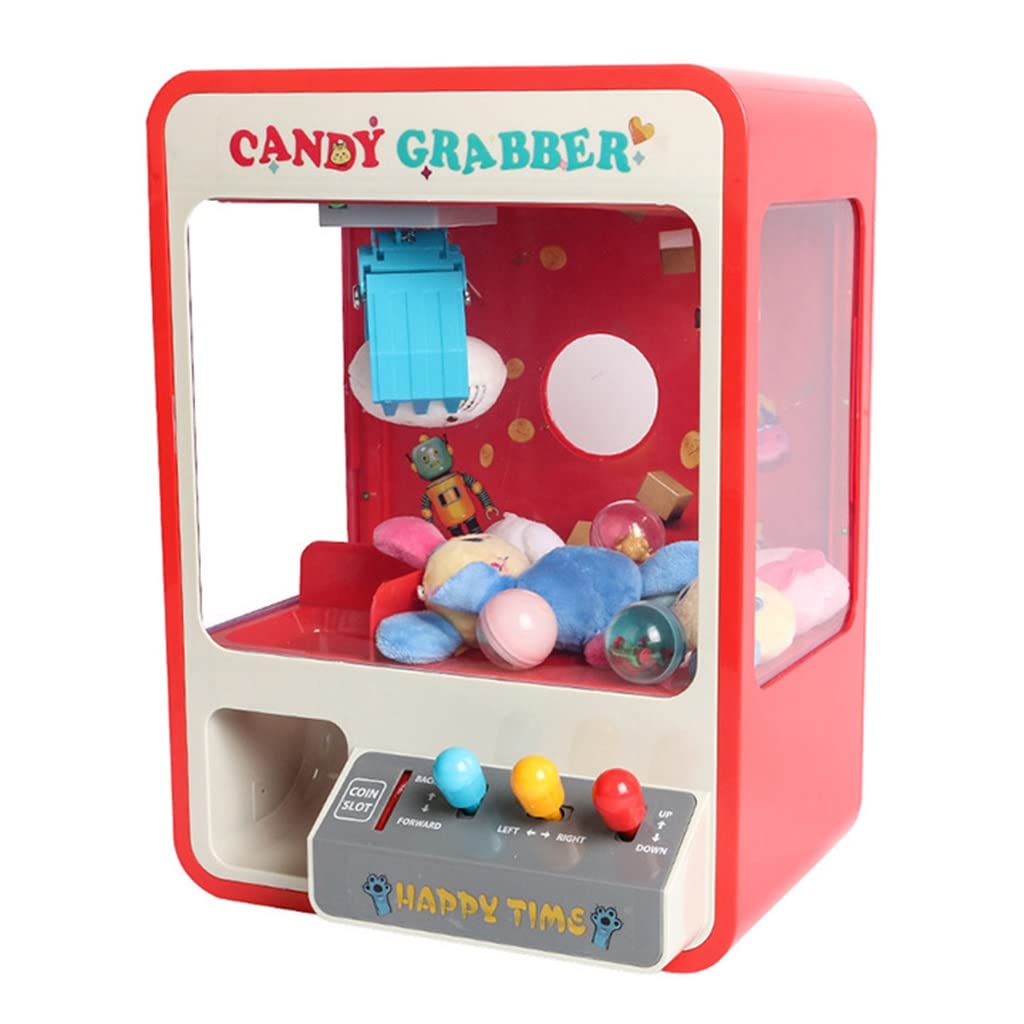 Mini Arcade Claw Machine Toy for Kids - Electronic Prize Dispenser with Flashing LED Lights & Fun Sounds - Best Gift for Birthday & Christmas - Perfect for Home, Party & Arcade Game Fun (Red)