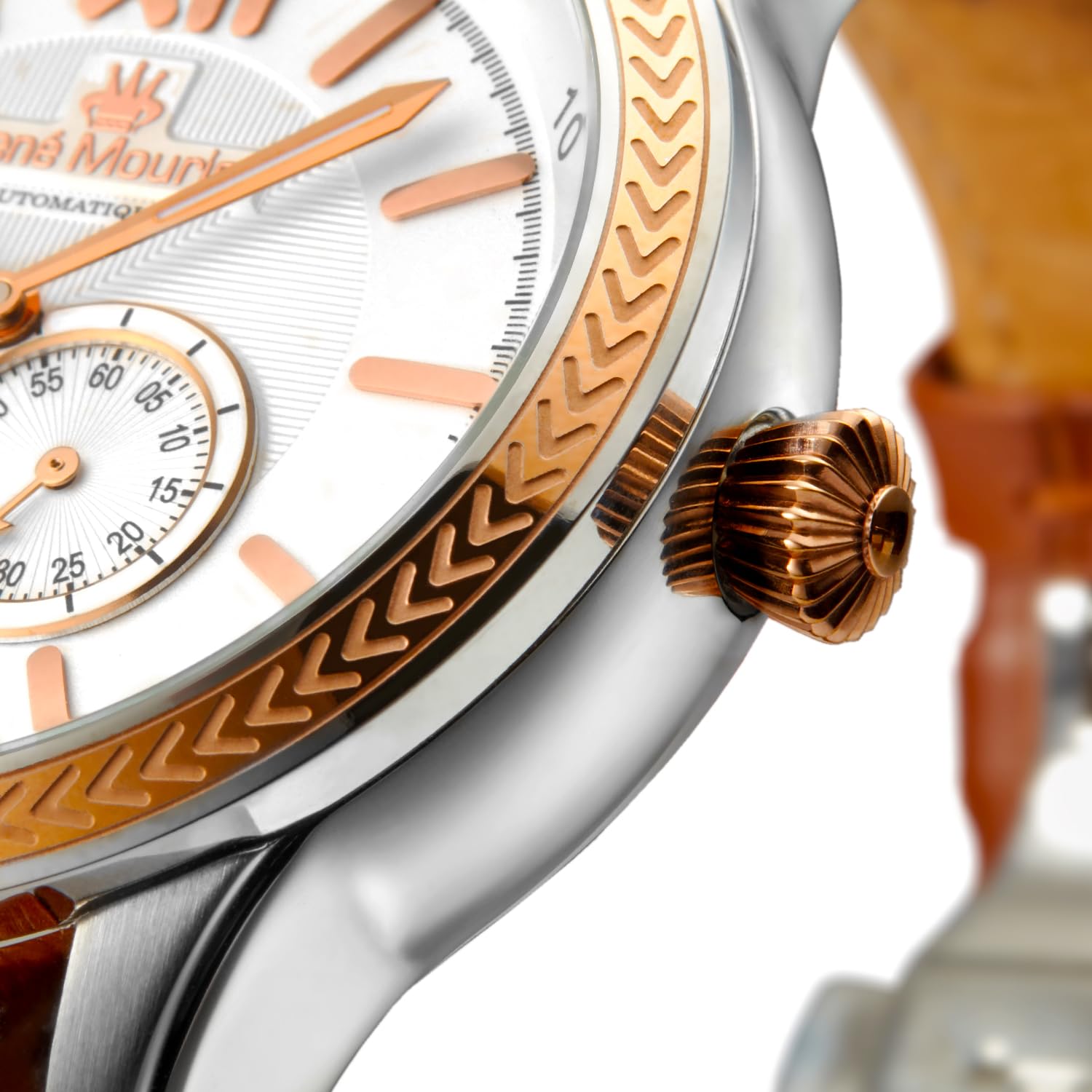 René Mouris Men's Automatic Watch - 44mm Stainless Steel Skeleton Design, Sapphire Crystal, 100M Waterproof & Leather Strap | Luxury Dress Watch for Business, Formal Events & Everyday Wear