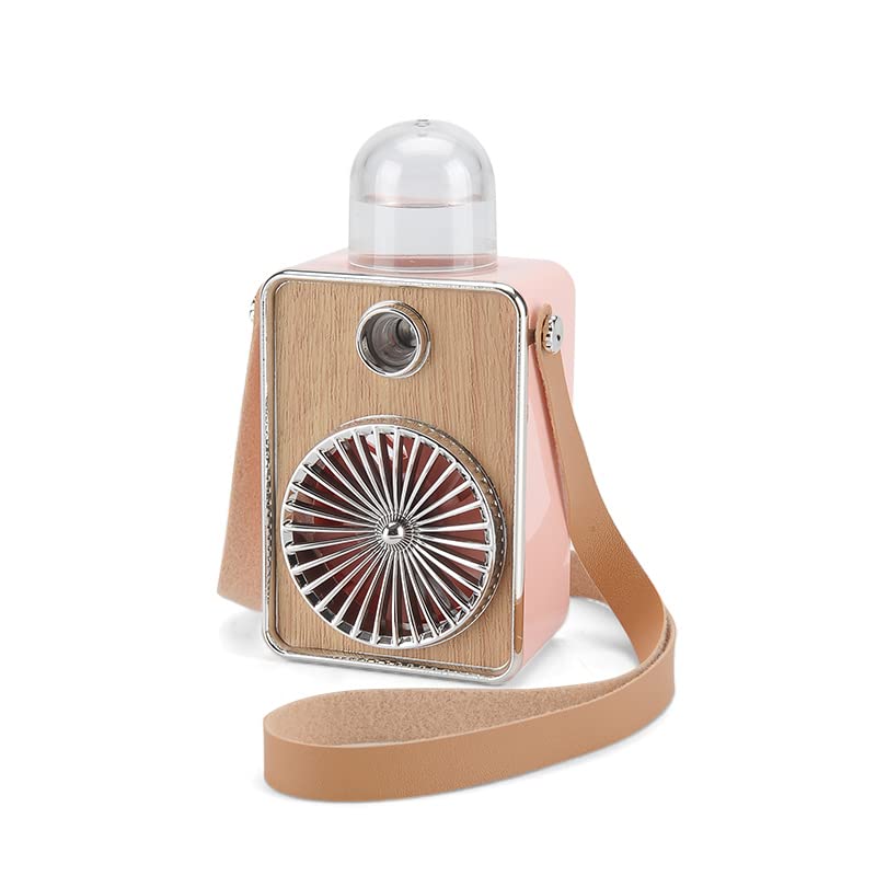 Portable USB Rechargeable Handheld Misting Fan with Night Light - Personal Cooling Neck Fan with Water Spray Function for Travel, Outdoor, Indoor Use - Perfect for Summer, Camping, Beach, Office & Home (Pink)