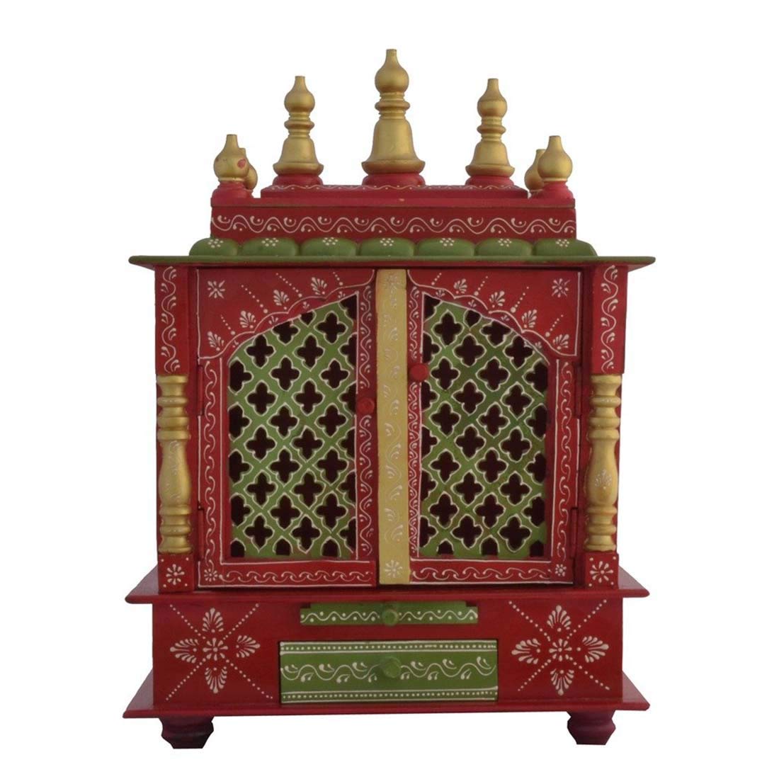 Exquisite Indian Handicraft LED Temple Light - Wooden Pooja Mandir for Home Worship & Meditation | Perfect for Diwali, Puja Room Decor & Spiritual Spaces
