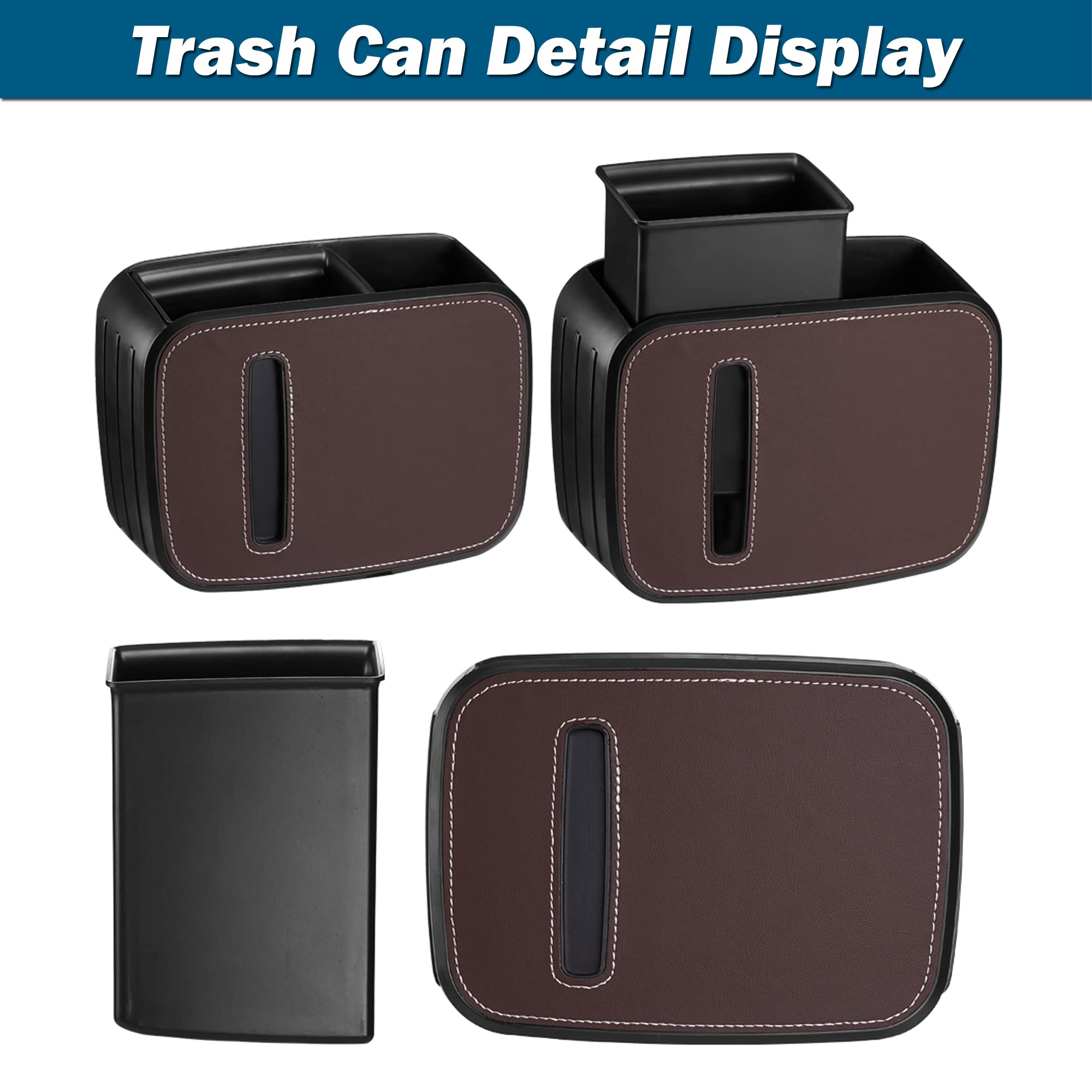Multifunctional Car Backseat Organizer with Storage Box, Detachable Trash Can, Tissue Holder & Cup Holders - Brown Car Interior Accessories for Travel, Road Trips & Daily Commute | Perfect for Family Vacations, Work Commutes & Road Trips