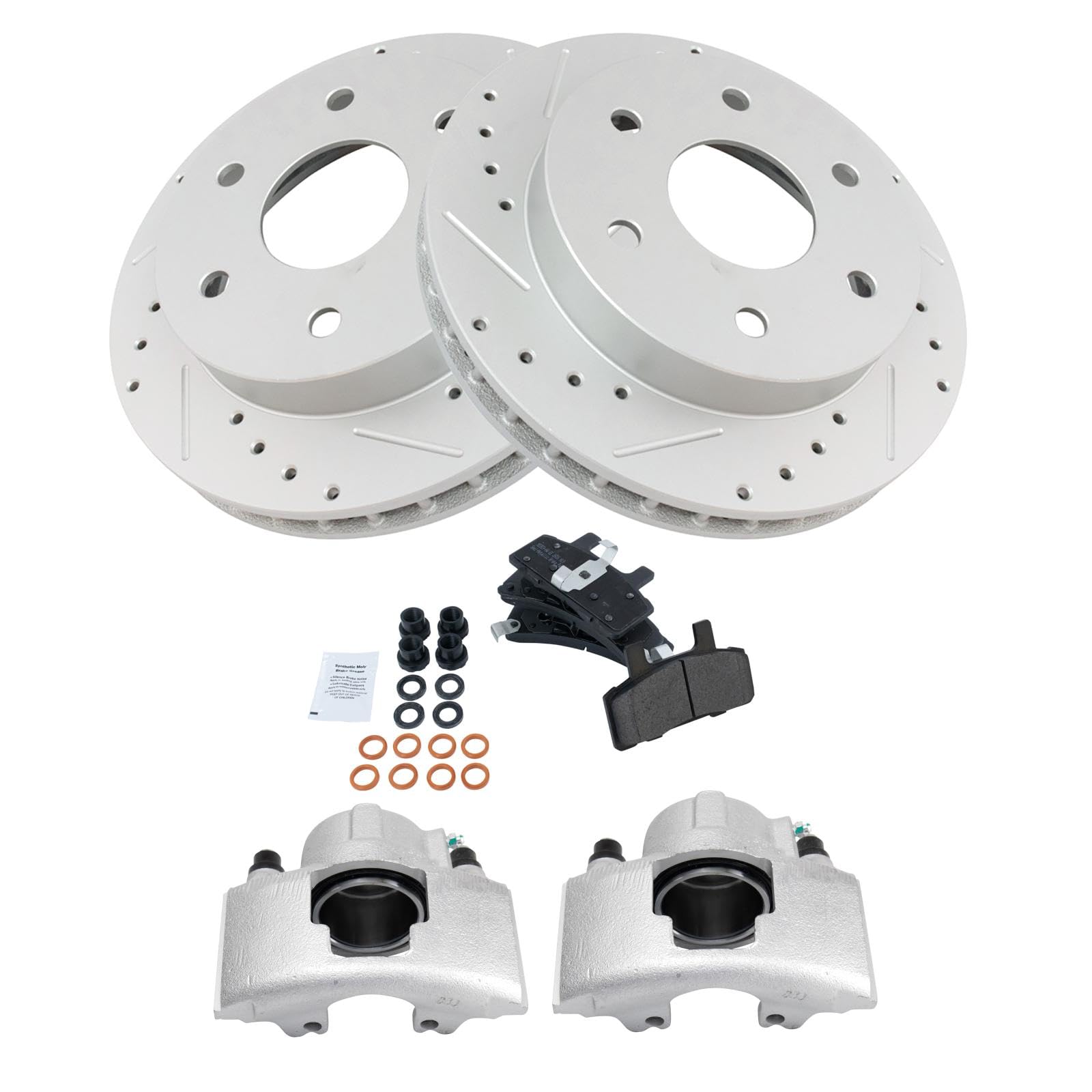 TRQ Front Metallic Brake Pads & Performance Rotors Kit for Chevy Silverado, GMC Sierra 1500/2500/3500 - High-Performance Braking for Towing & Off-Road Adventures