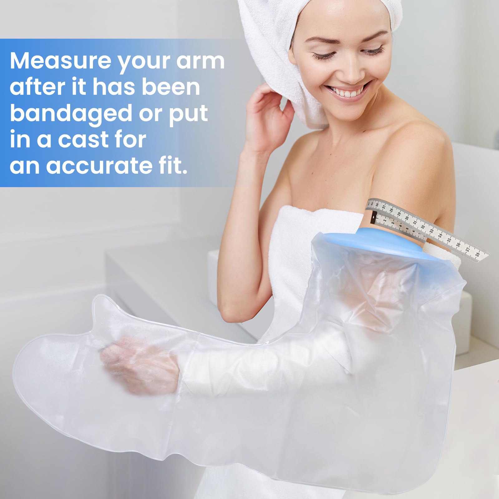 Waterproof Shower Arm Cast Cover - Soft, Comfortable & Reusable Arm Cast Protector for Adults - Ideal for Post-Surgery Bandage Protection & Daily Showering