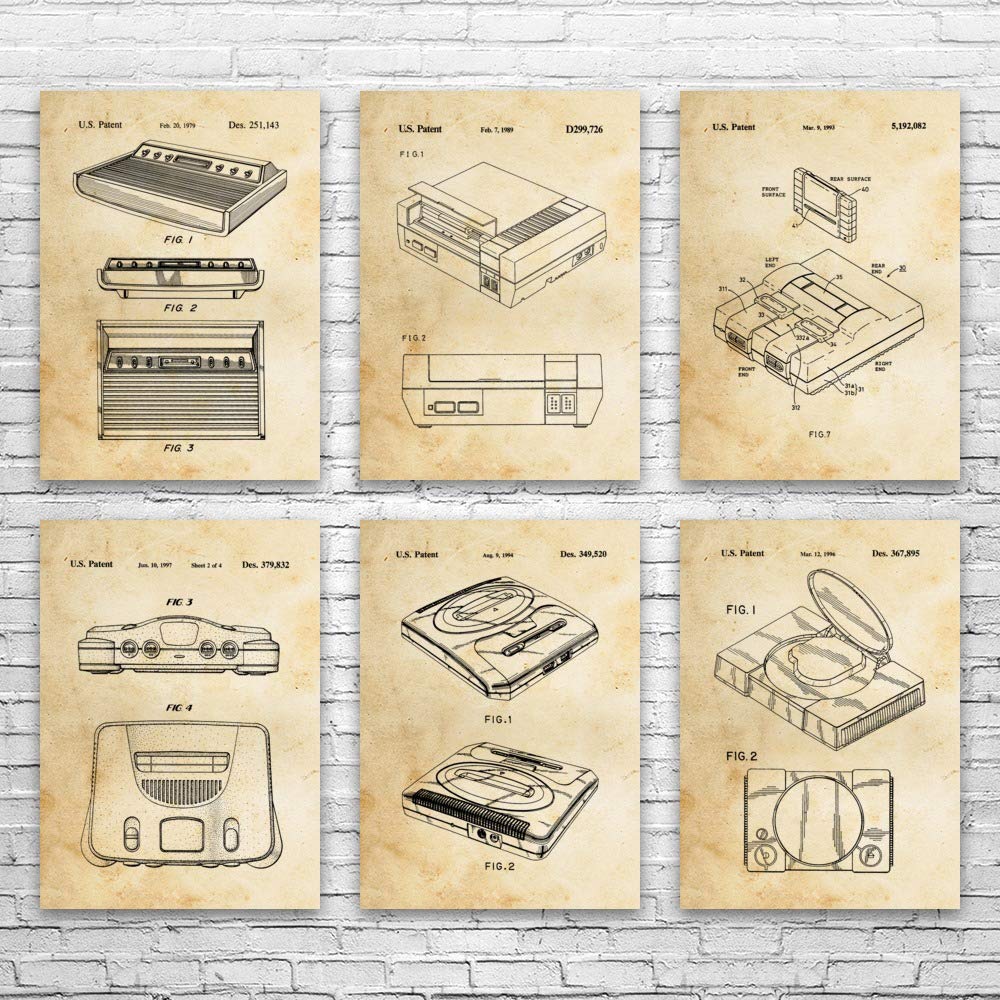 6-Pack Vintage Video Game Console Posters - 24x36 Inch Arcade Wall Art for Gamers | Perfect Gift for Game Collectors & Retro Game Room Decor - Ideal for Man Caves, Gaming Theaters & Office Spaces