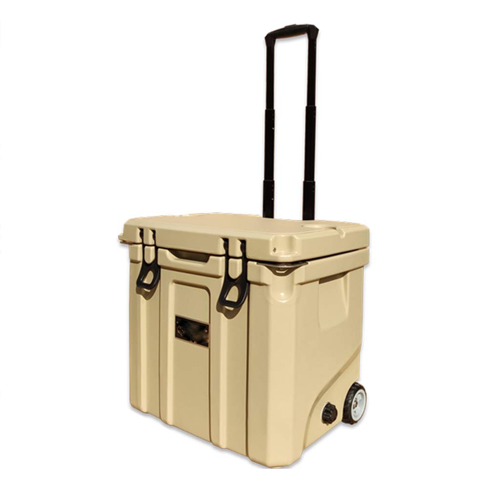 Performance Wheeled Cooler - Khaki Super Large Capacity 100% Sealed Refrigerator for Sea Fishing, Camping, and Outdoor Adventures, Up to 10 Days Cold Retention, Available in Three Sizes