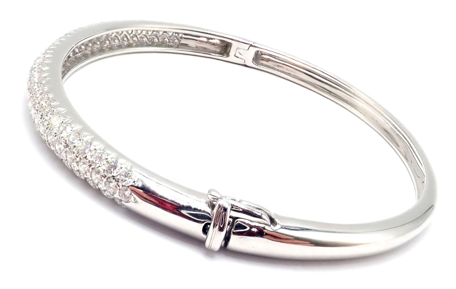 Authentic Van Cleef & Arpels Eve 18k White Gold Diamond Bangle Bracelet - Luxury Jewelry Gift for Women, Elegant Paper Box Packaging - Perfect for Anniversaries, Weddings & Special Occasions