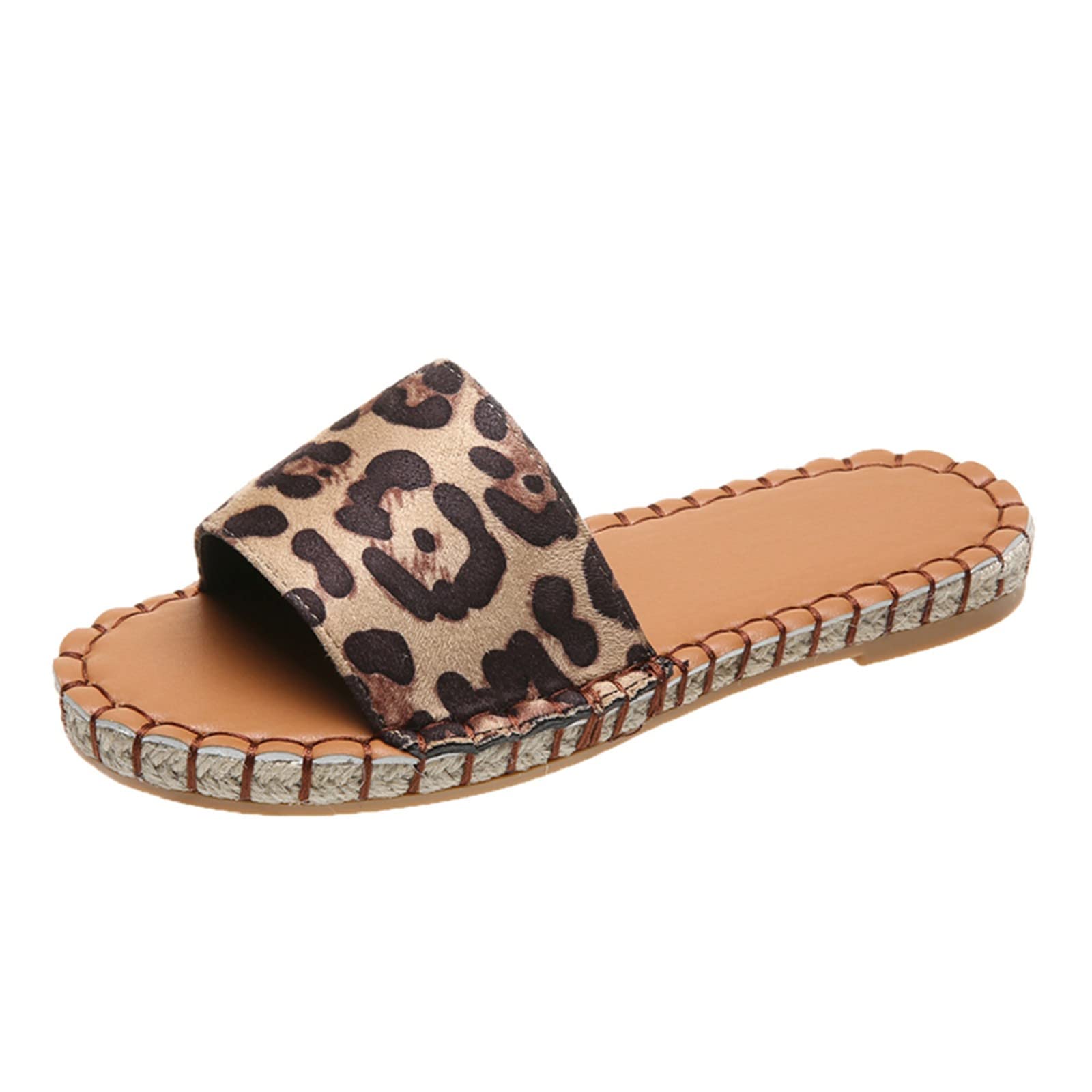 Women's Leopard Print Slippers - Comfortable Flat Casual Sandals for Ladies | Cozy House Shoes, Perfect for Lounging at Home, Relaxing & Indoor Wear
