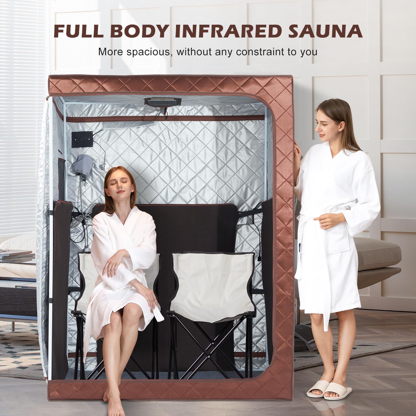 2 Person Portable Infrared Sauna Tent for Home Spa - Full Body Detox & Relaxation with Remote Control, Includes 2 Foldable Chairs (47.24