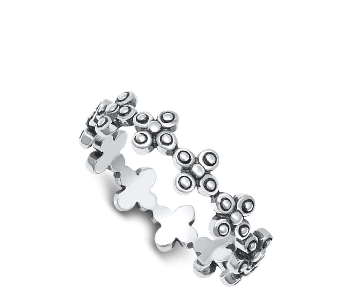 Modern Floral Bubble Sterling Silver Ring Sizes 4-10 for Everyday Wear