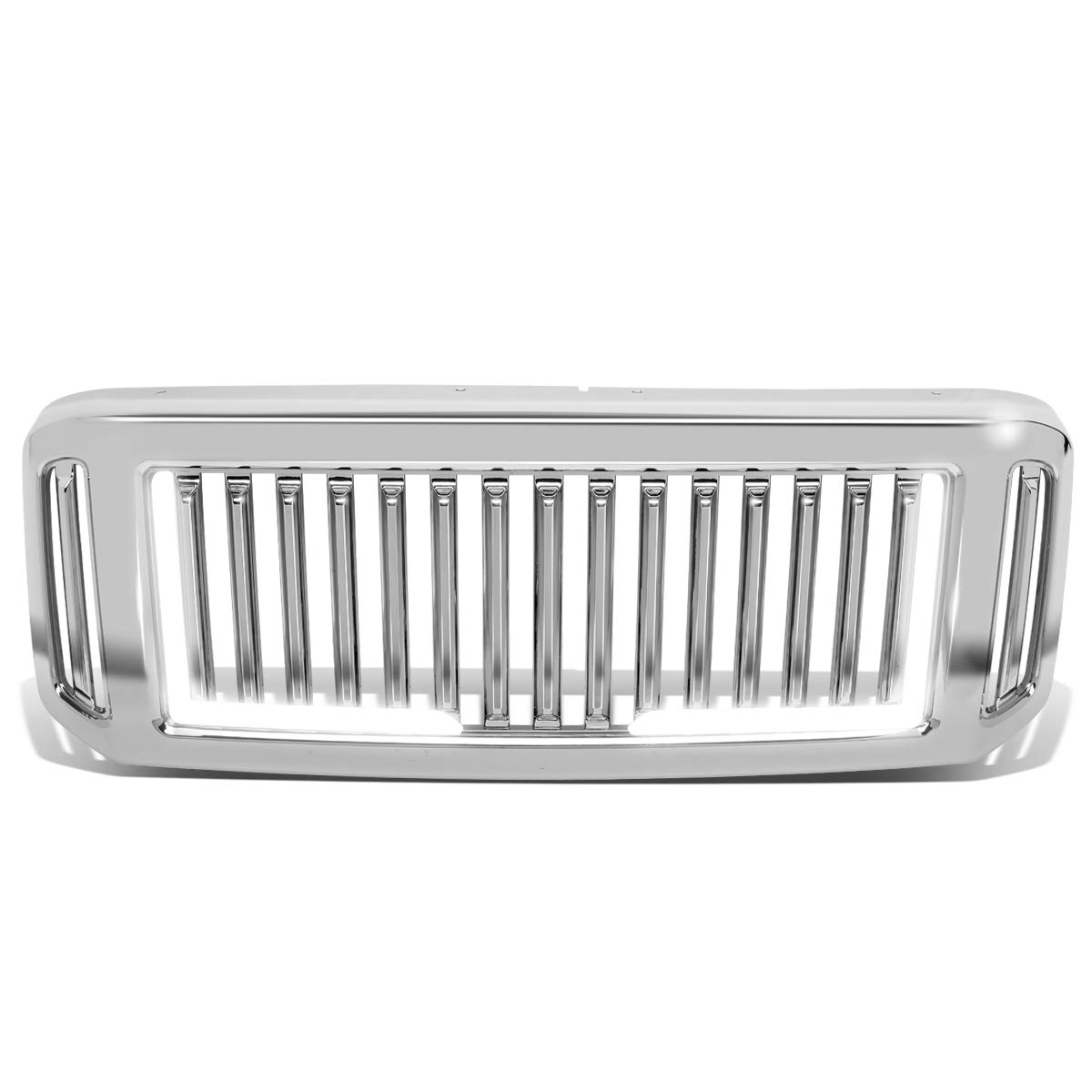 DNA MOTORING GRF-LB-017-CHZ Badgeless LED Front Bumper Grille - Polished Chrome - Compatible with 2005 Ford Excursion, 2005-2007 F-250 SD / F-350 SD / F-450 SD / F-550 SD - Upgrade Your Truck's Style & Visibility for Off-Road & Night Driving