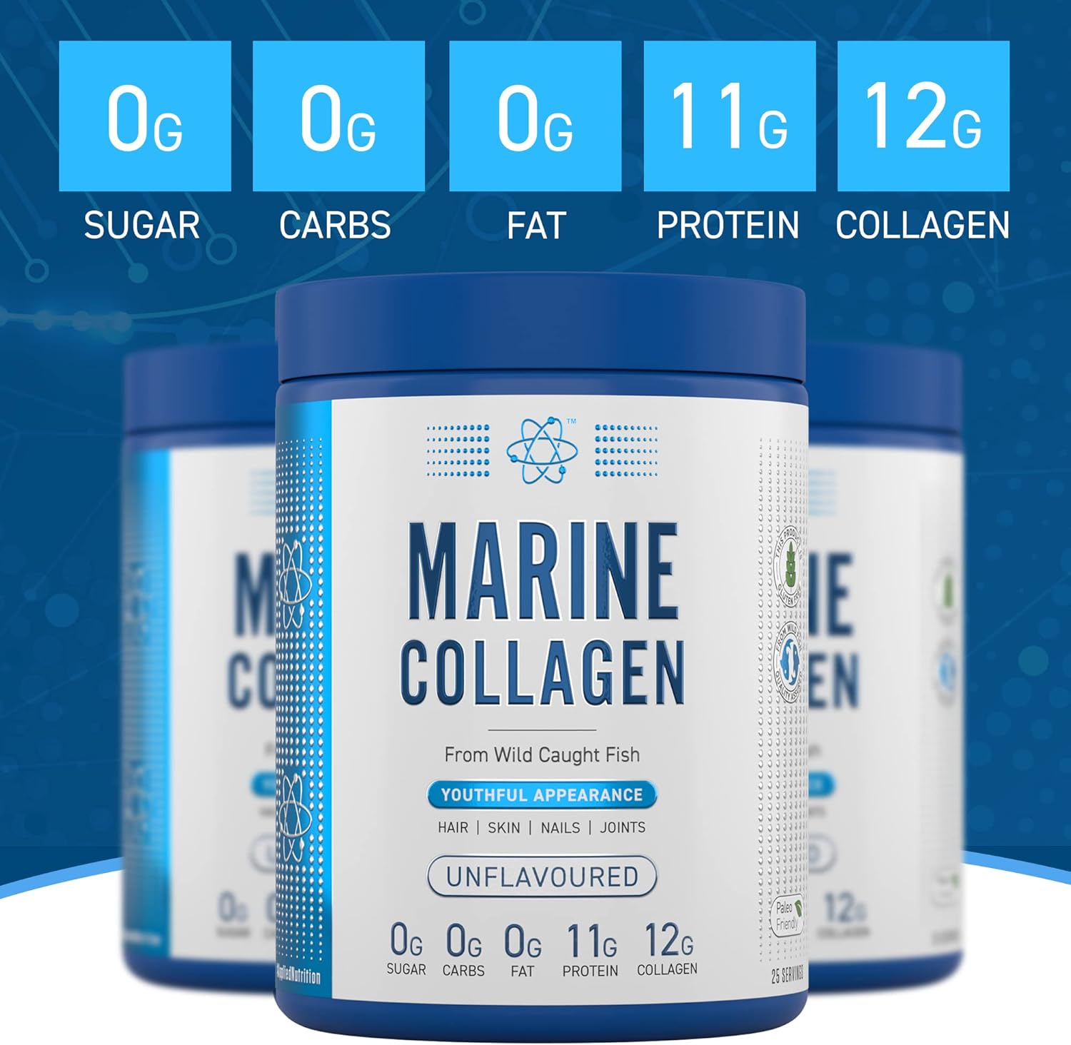 Pure Marine Collagen Peptides Powder 300g - Unflavored Collagen Supplement for Skin, Hair & Joint Support - Hydrolyzed for Better Absorption - Keto & Paleo Friendly (Great for Smoothies, Coffee & Baking)