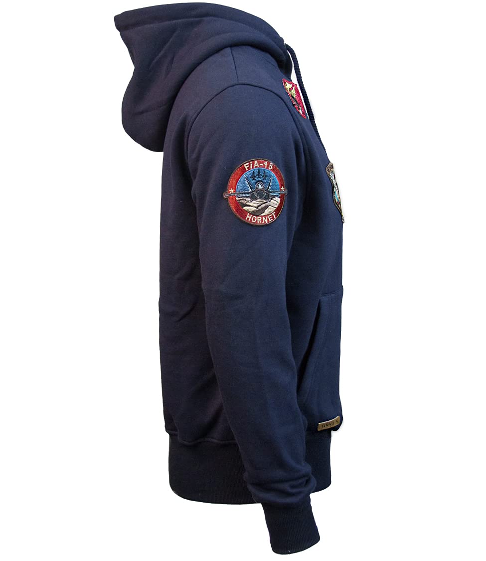 Top Gun® Men's Zip Up Hoodie with Embroidered Patches - Stylish Casual Jacket for Everyday Wear, Outdoor Activities & Movie Fans Collection