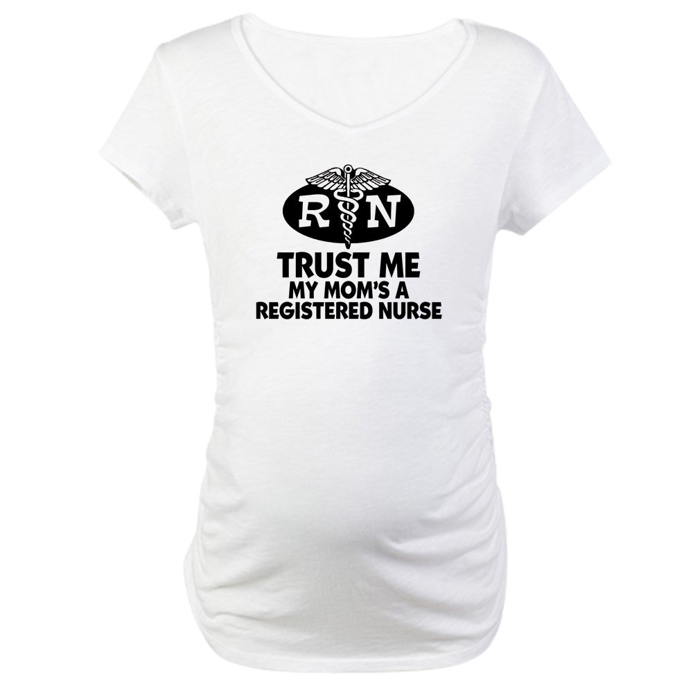 Trust Me Mom's A Nurse Maternity T-Shirt - Comfortable Pregnancy Tee for Expecting Nurses - Perfect for Work, Baby Showers & Nursing School