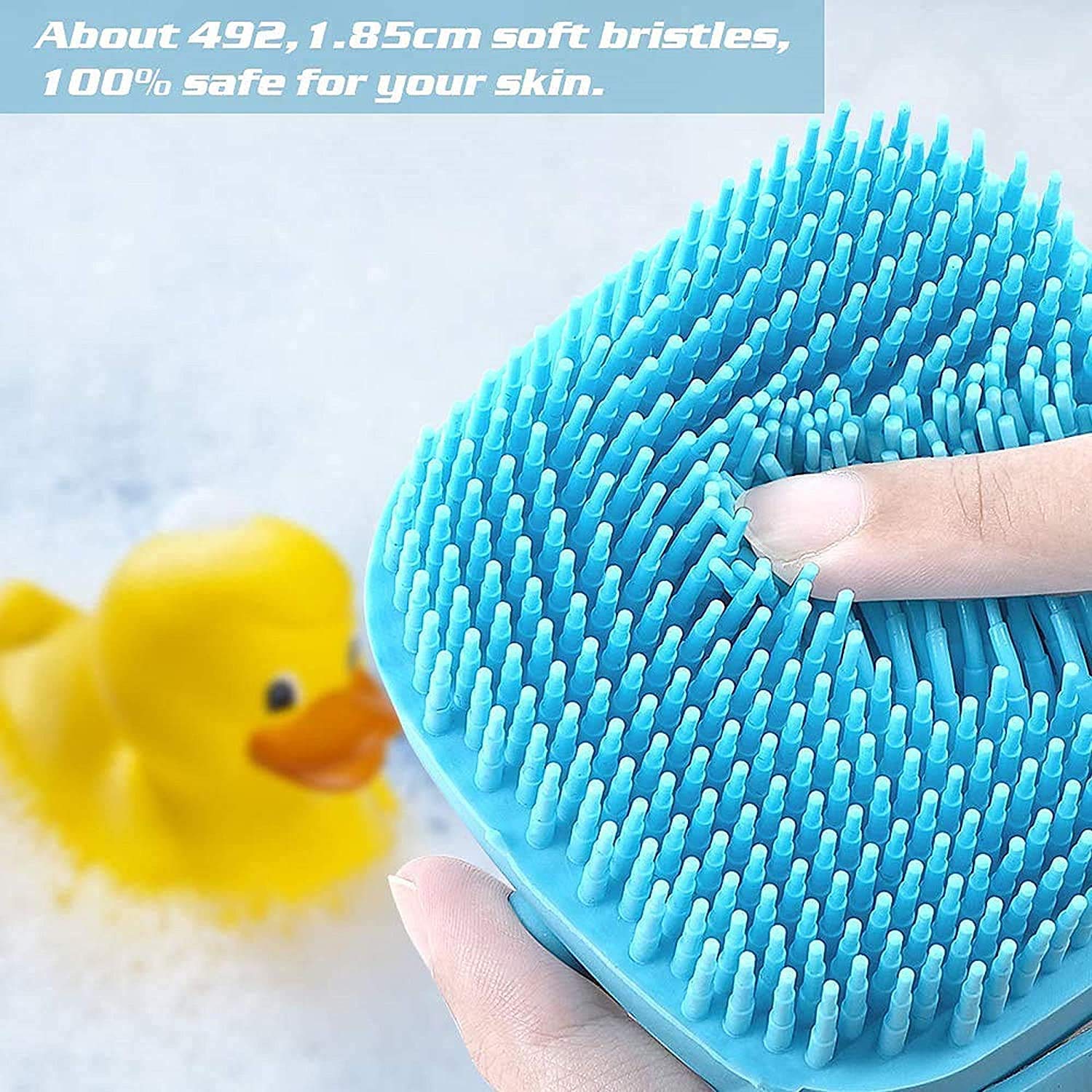 AKSHAR ENTERPRISE Silicone Bath Brush - Exfoliating Body Scrubber with Hair Scalp Massager & Built-in Soap Dispenser - Perfect for Shower, Spa & Relaxation at Home