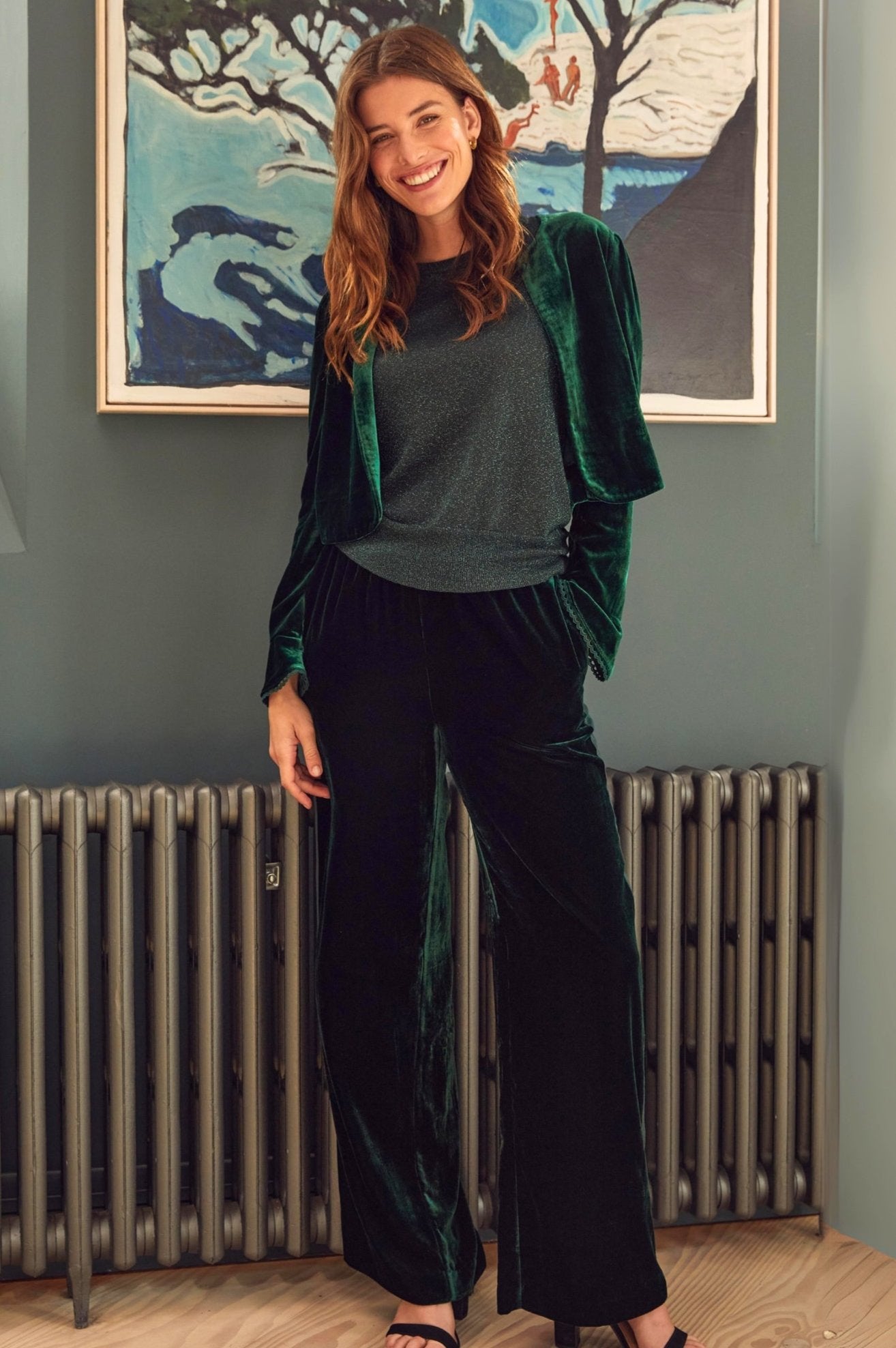 Emerald Green Velvet Shrug for Women - Elegant Long Sleeve Bolero Jacket for Evening Wear, Wedding, Party & Special Occasions