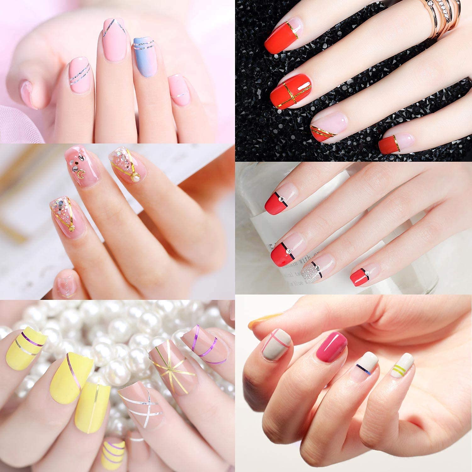 Belicia 10 Colors Mixed Nail Art Striping Tape - DIY Nail Design for French Tips, Ombre & Geometric Patterns - Perfect for Salon, Home Manicure & Nail Art Enthusiasts