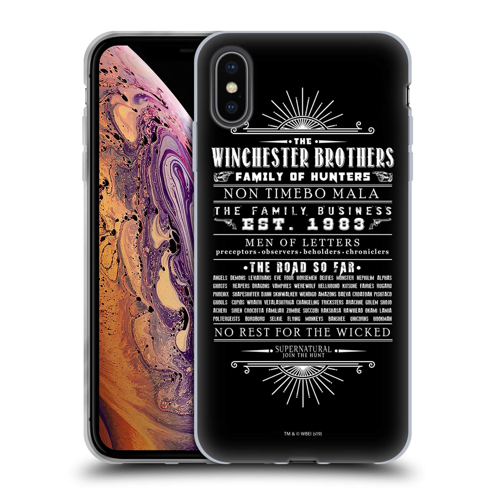 Official Supernatural Winchester Brothers iPhone Xs Max Case - Soft Gel Protective Cover with Licensed Vector Art - Perfect for Fans, Gifts, and Everyday Use