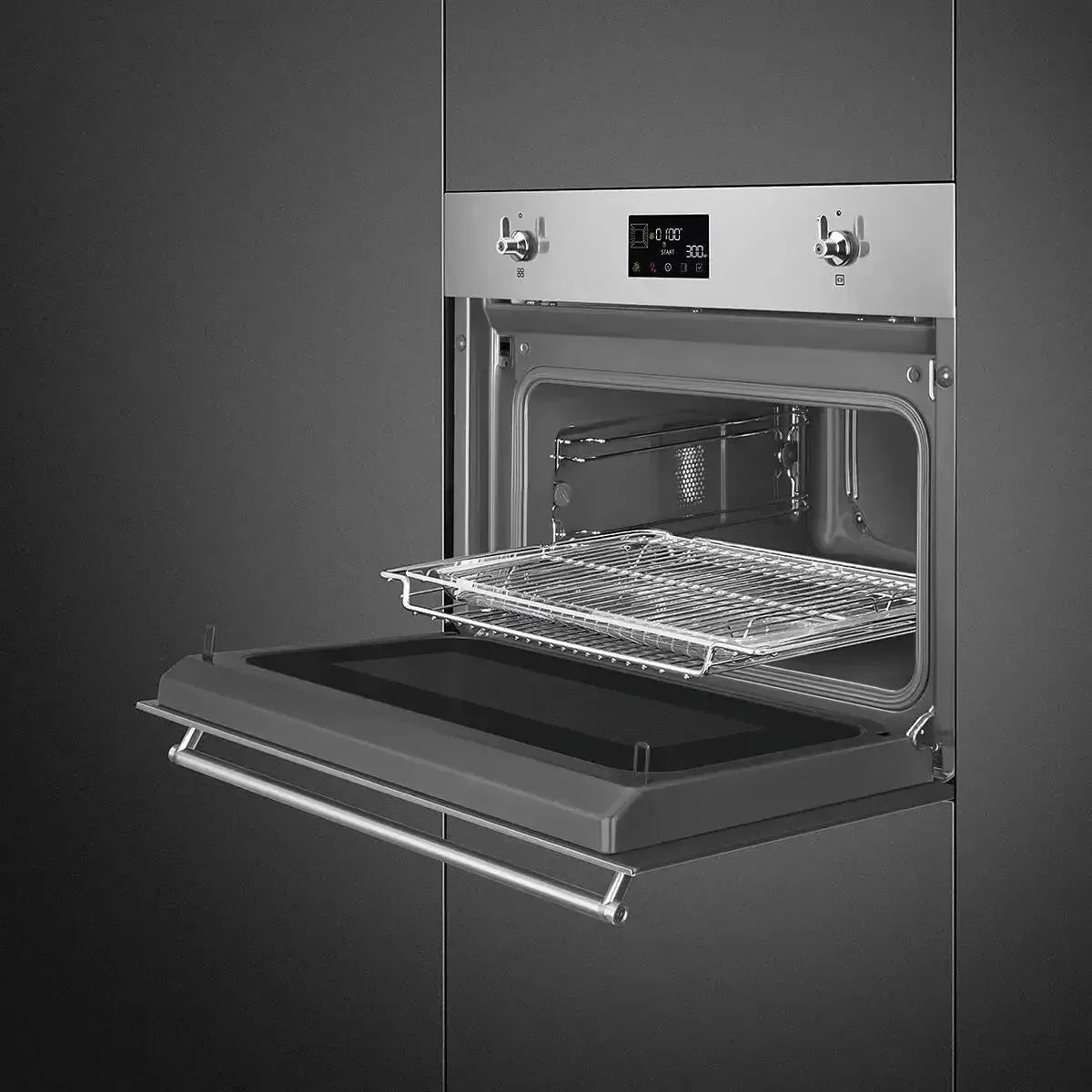 Smeg 45cm Compact Classic Speed Oven - Stainless Steel Built-in Microwave & Convection Oven for Small Kitchens, Apartments & RVs | Fast Cooking & Baking