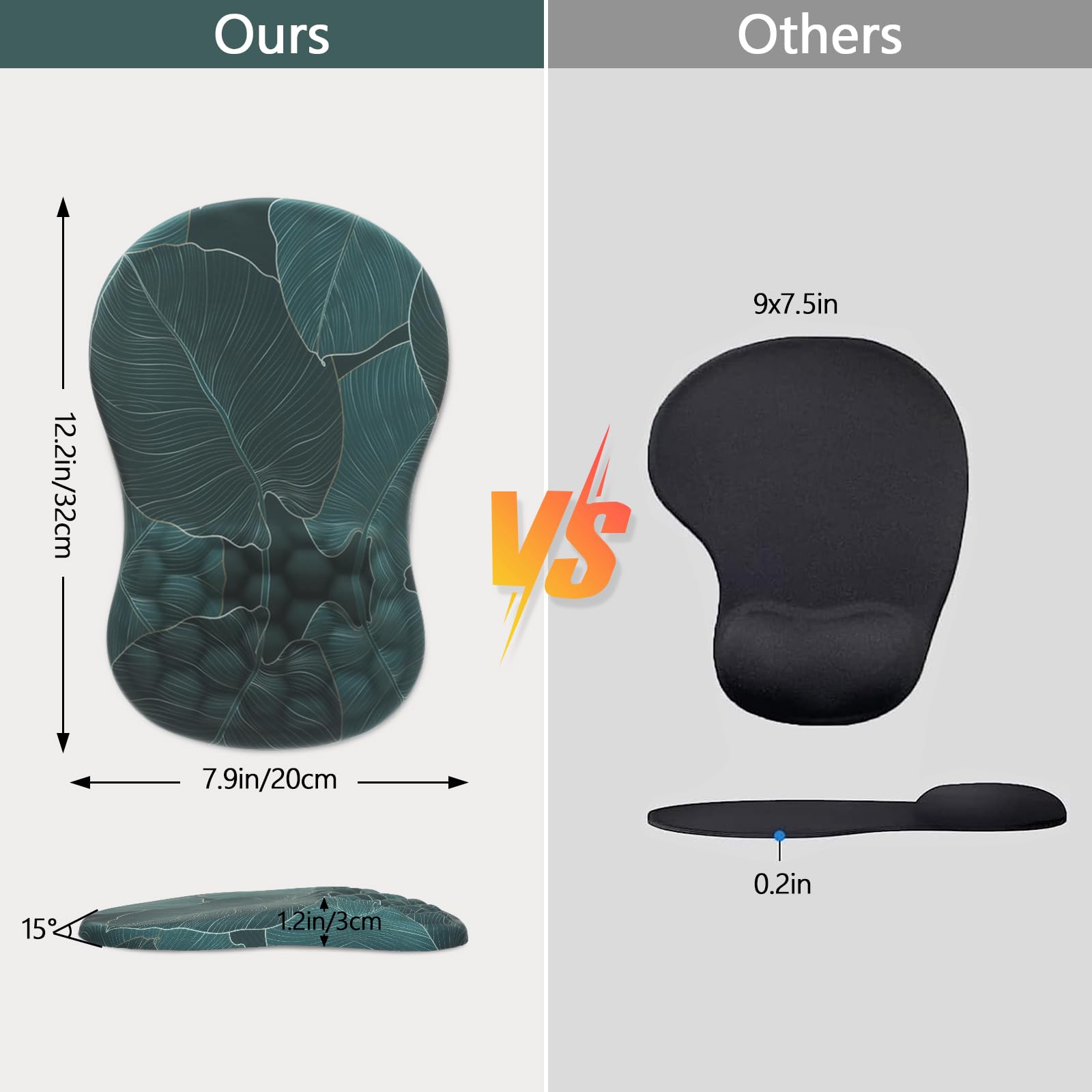Ergonomic Mouse Pad with Wrist Support - Comfortable Computer & Laptop Mousepad with Non-Slip PU Base for Pain Relief - Banana Leaf Green Design - Perfect for Office Work, Gaming & Long Computer Use
