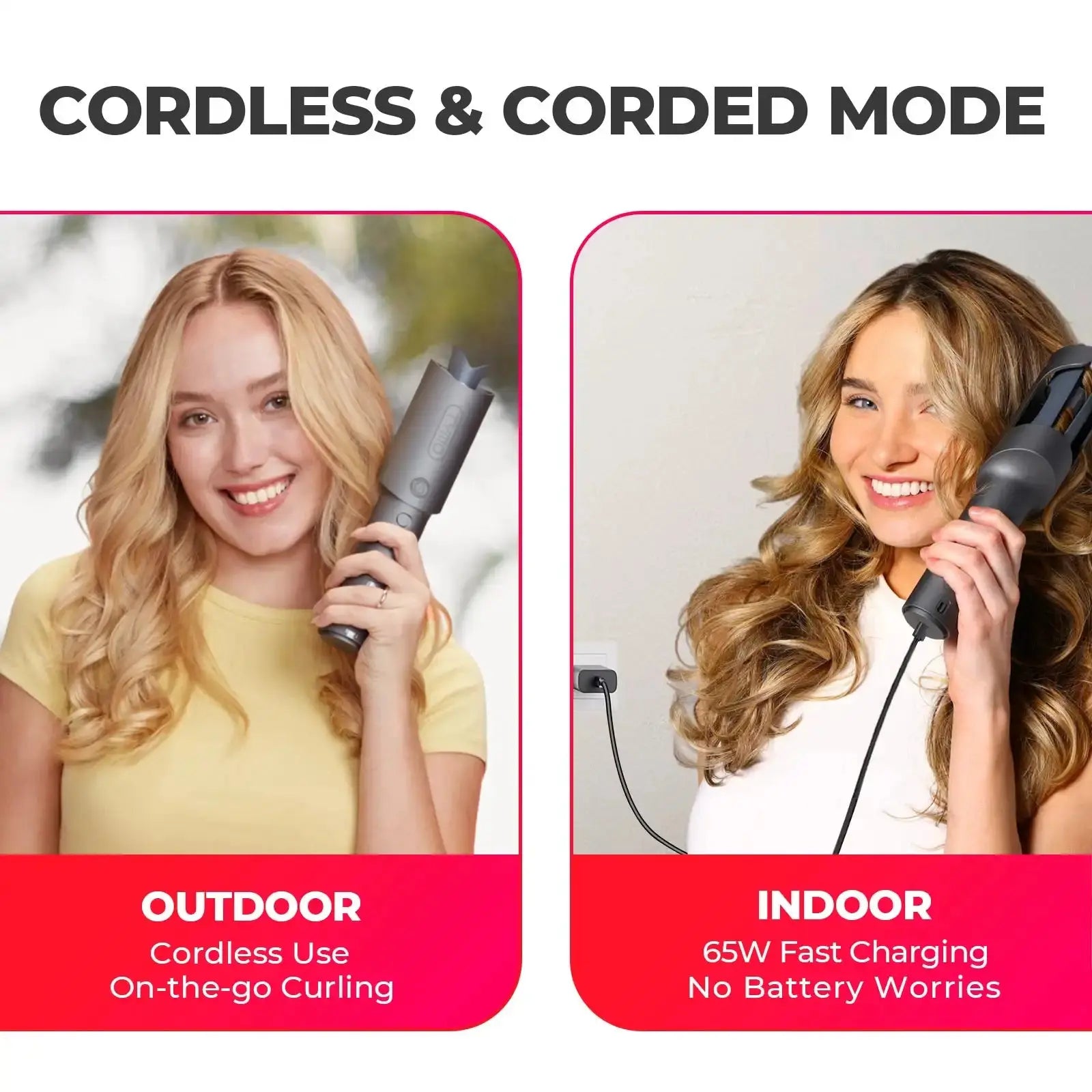 TYMO CURLGO Grey Hair Curling Iron - Professional Ceramic Tourmaline Styler for Long, Short, and Medium Hair - Perfect for Home Use, Salon Styling, and Special Occasions