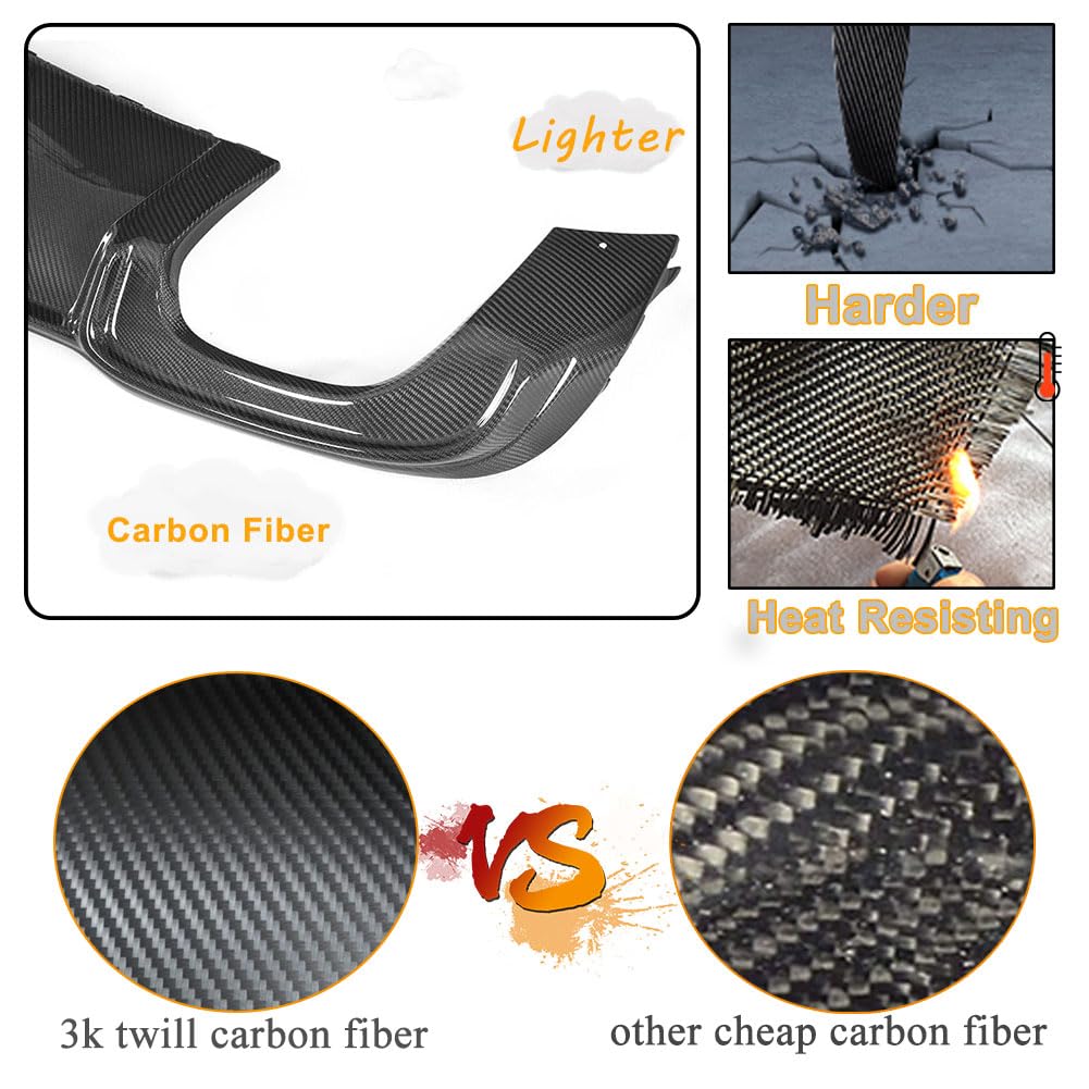 Carbon Fiber Rear Diffuser for Audi A3 S-Line & S3 Sedan 2017-2018 | Lower Bumper Lip Spoiler Body Kit | Enhances Aerodynamics & Sporty Look | Perfect for Car Enthusiasts & Performance Upgrades