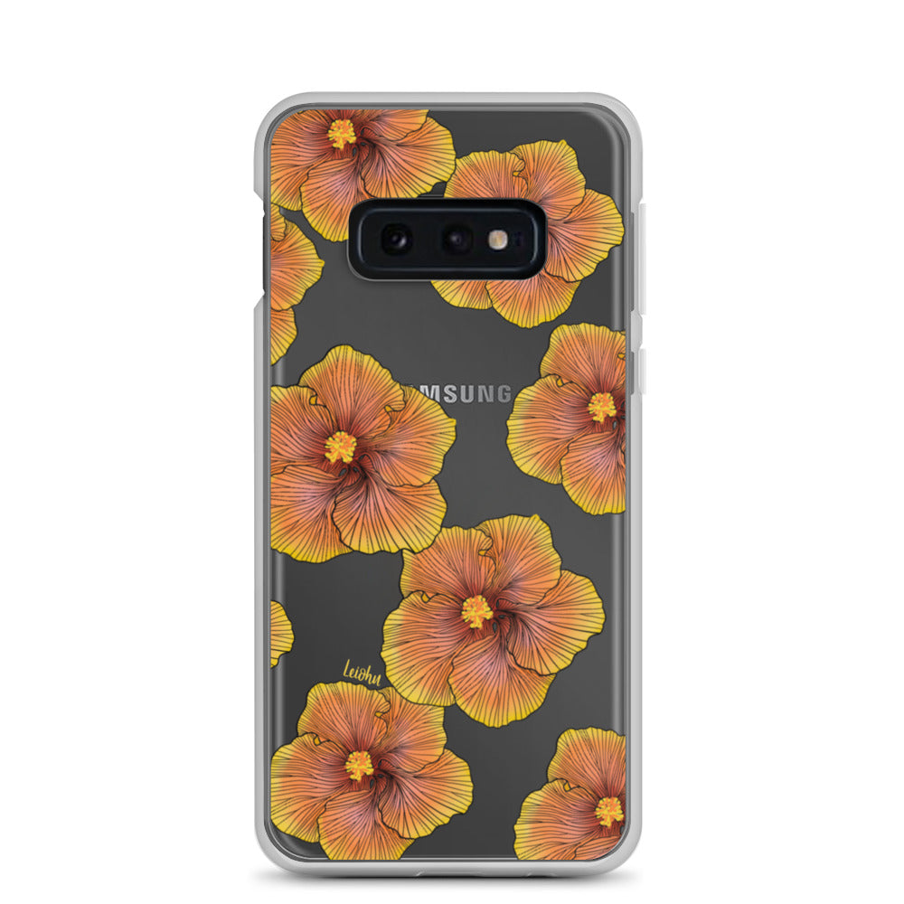 Sunrise Hibiscus Clear Phone Case for Samsung Galaxy - Slim Protective Cover for Everyday Use & Style