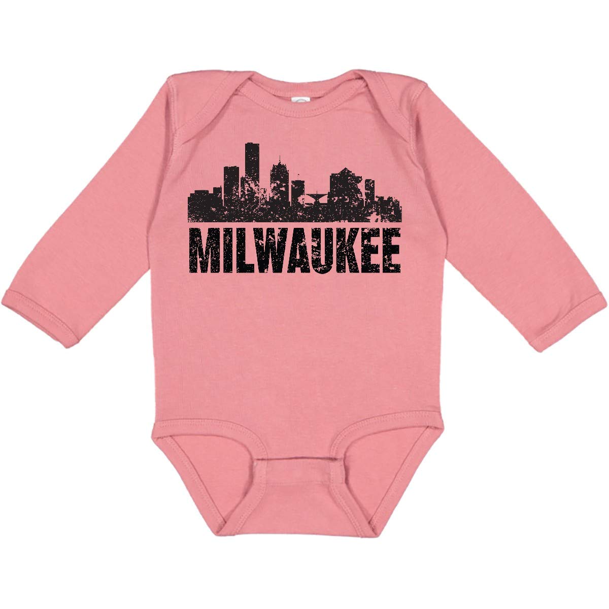 Inktastic Milwaukee Skyline Grunge Long Sleeve Creeper T-Shirt - Vintage Urban Graphic Tee for Men & Women - Perfect for Casual Wear, Street Style & City Exploration
