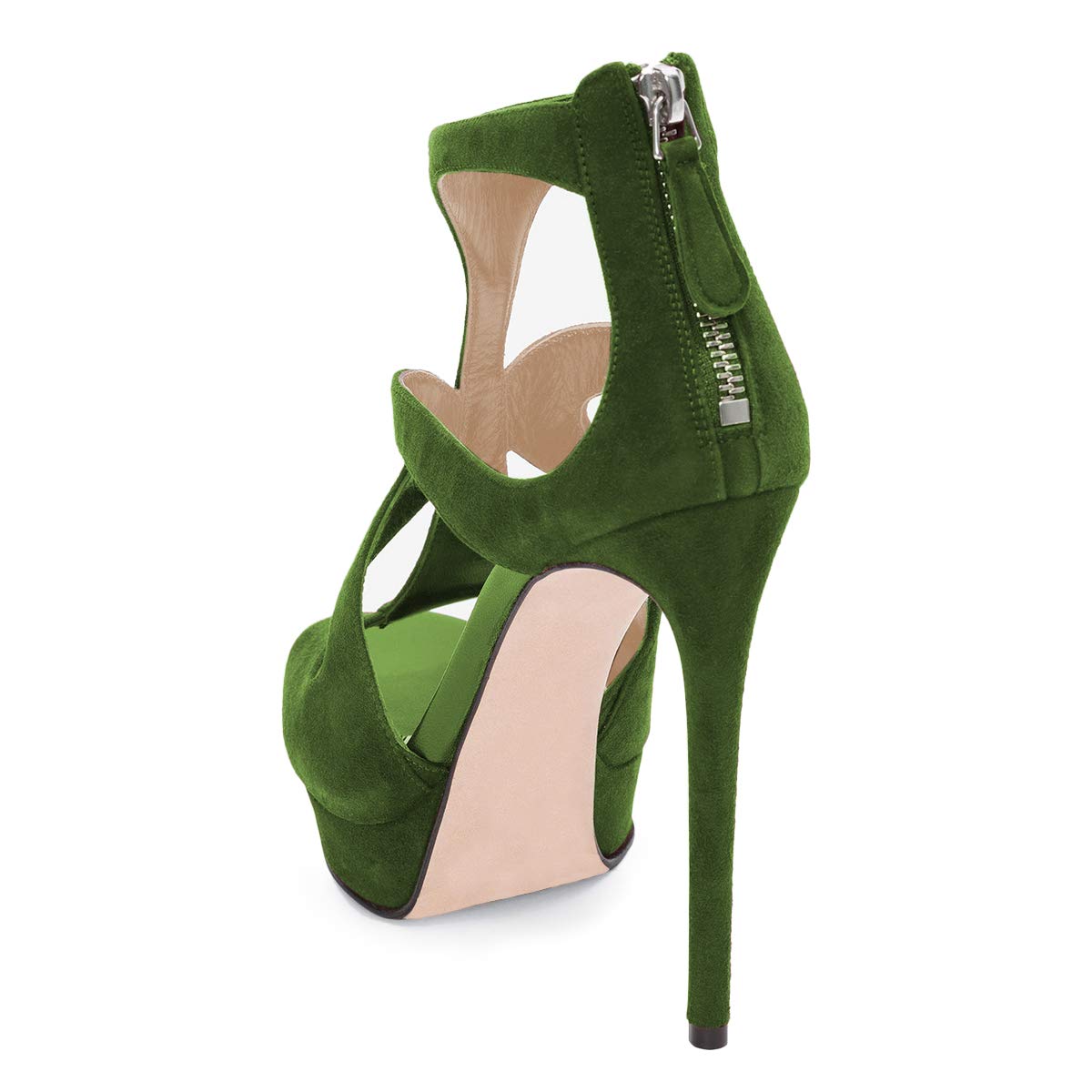 YDN Women's Sexy Stiletto High Heel Sandals - Peep Toe Platform Pumps with Cutout Design & Back Zipper - Perfect for Party, Club, Evening Dress & Special Occasions