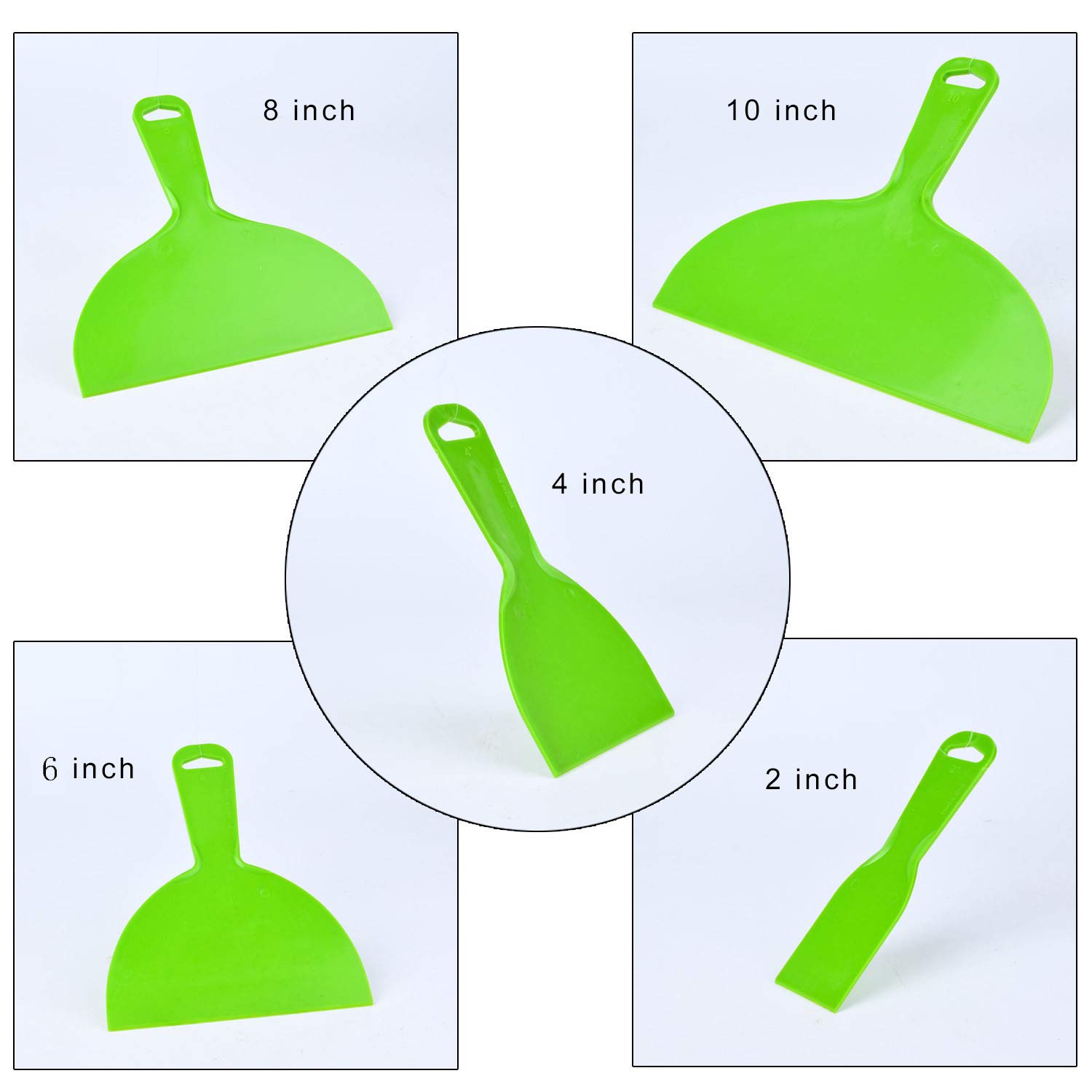 zYoung 5-Piece Flexible Plastic Putty Knife Set - Large Size Paint Scrapers for Spackling, Wallpaper Removal & Drywall Repair - Durable Spatula Scrapers for DIY Home Improvement Projects (Perfect for Painting, Patching & Surface Prep)
