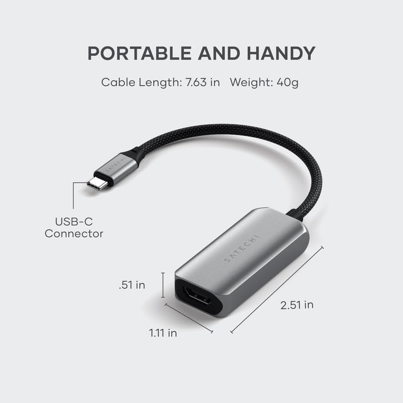 Satechi USB-C to HDMI 2.1 Adapter 8K@60Hz 4K@120Hz HDR Thunderbolt 3/4 Compatible for MacBook Pro/Air iPad Pro iPhone 15 - Perfect for Home Theater, Gaming & 4K/8K Video Streaming
