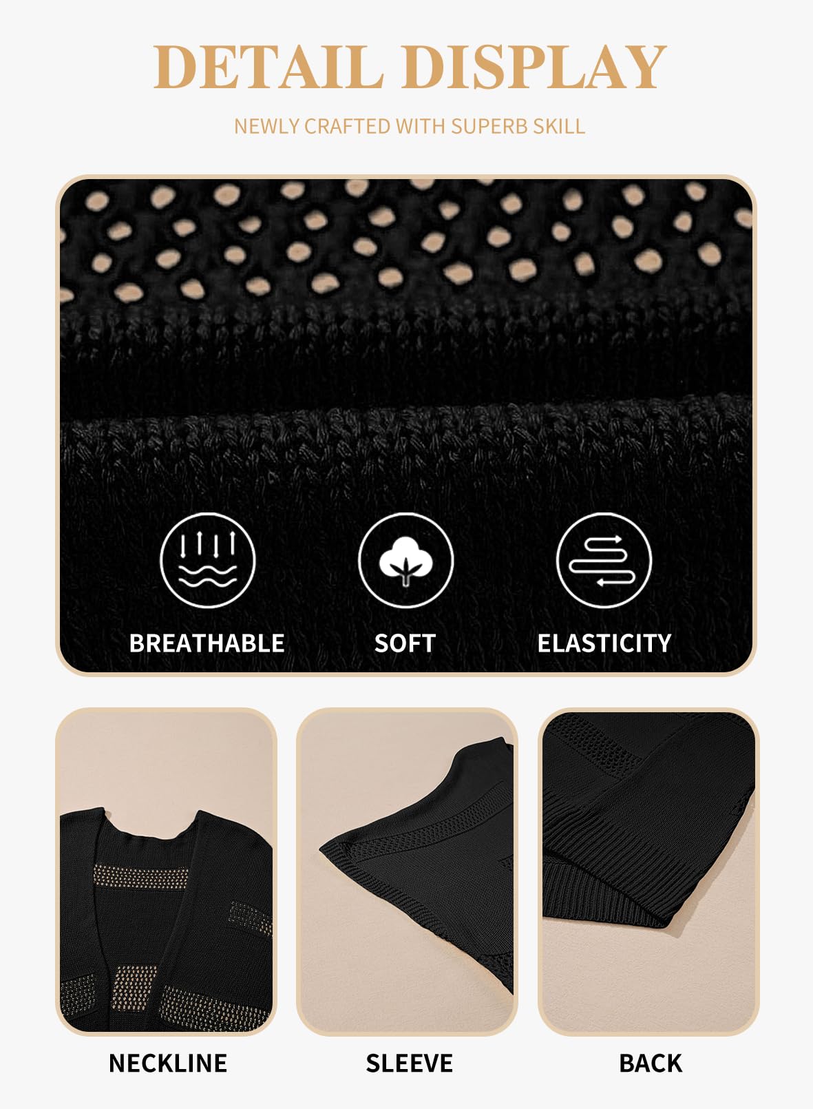 Eytino Women's Plus Size Hollow Out Open Front Long Sleeve Knit Cardigan Sweater (1X-5X) - Perfect for Fall Layering, Office Wear & Casual Outfits