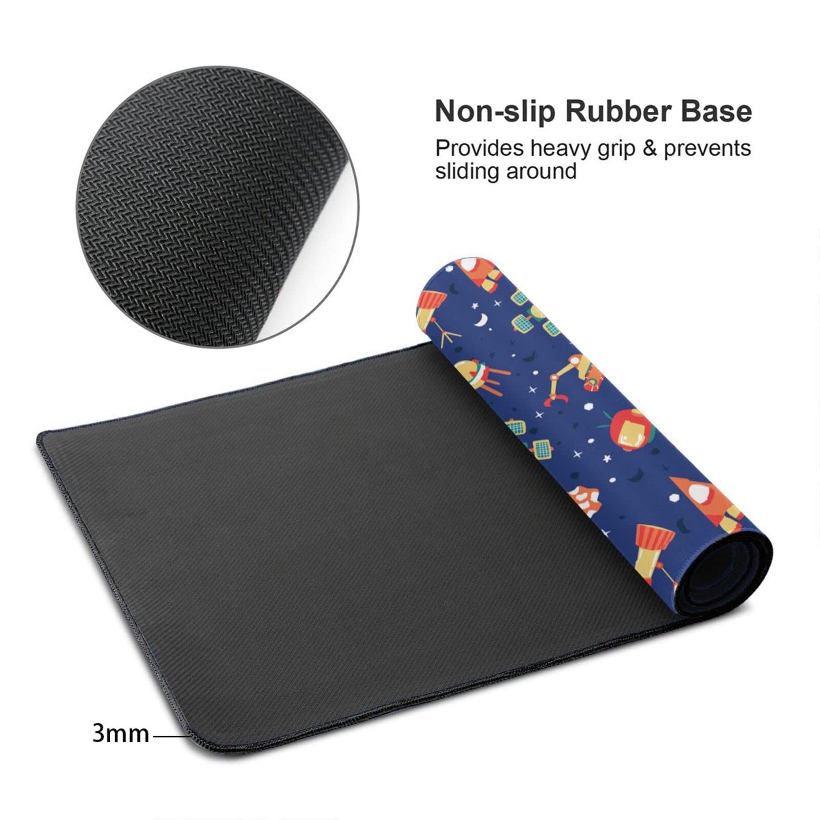 Large Gaming Mouse Pad with Space Planets Design - Extended XXL Desk Mat for Computer, Keyboard & Mouse - Perfect for Office Work, Gaming & Home Use