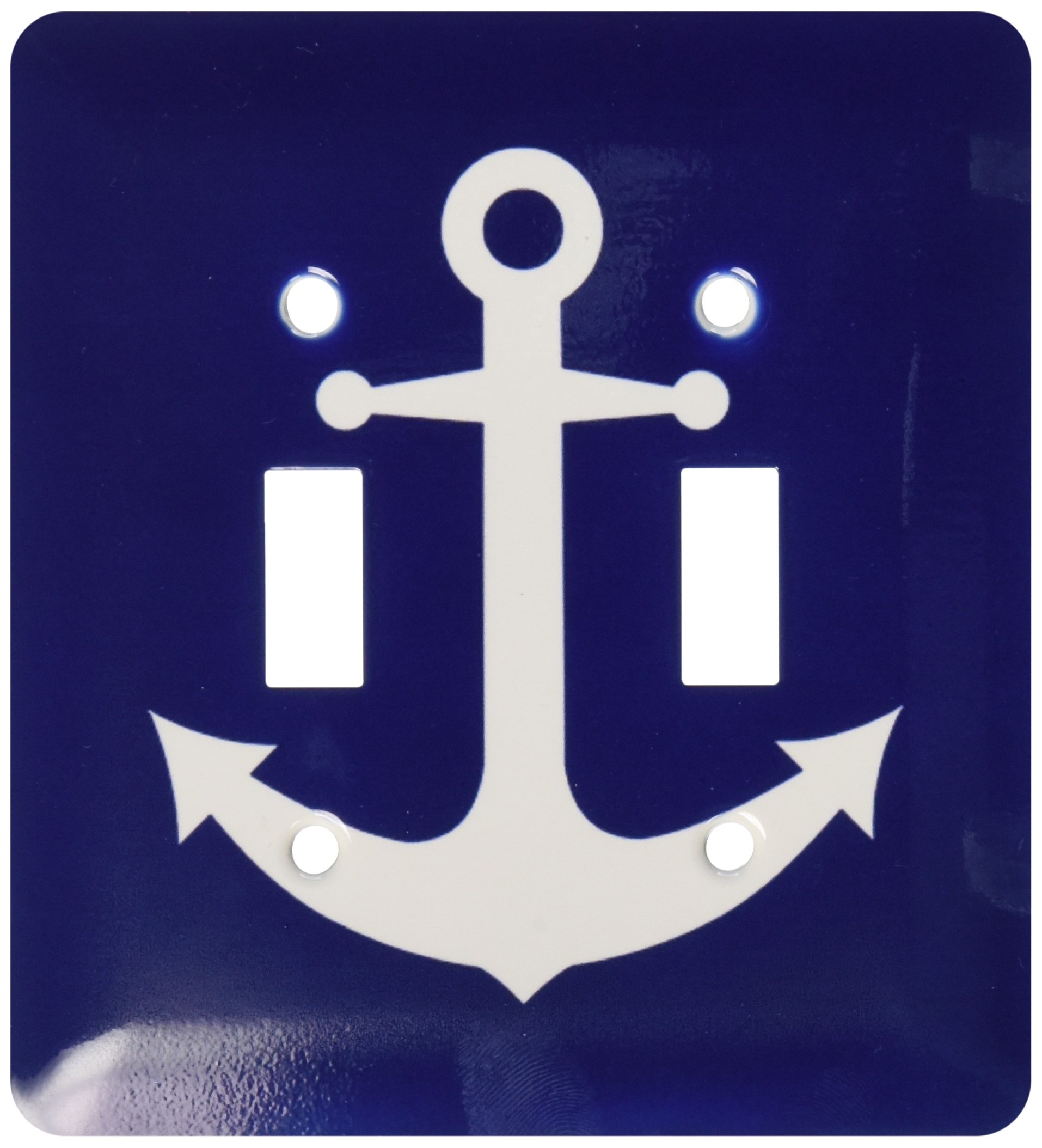 3D Rose Navy Blue and White Nautical Anchor Design Light Switch Cover - Decorative Wall Plate for Coastal, Beach, or Marine Themed Home Decor