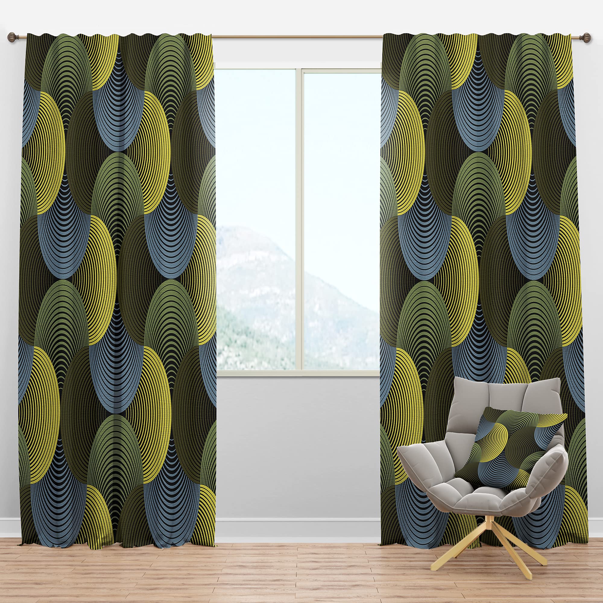 DesignQ Blackout Curtains 'Ornate Geometric Petals Grid' - Thermal Insulated Single Panel (52x63 inches) for Bedroom & Living Room - Noise Reducing & Energy Saving Window Drapes for Better Sleep & Home Decor