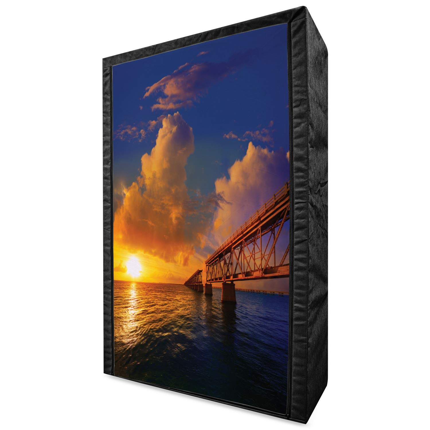 Ambesonne Portable Fabric Wardrobe with Shelves - Florida Keys Sunset at Bahia Honda Park Print, 42.5