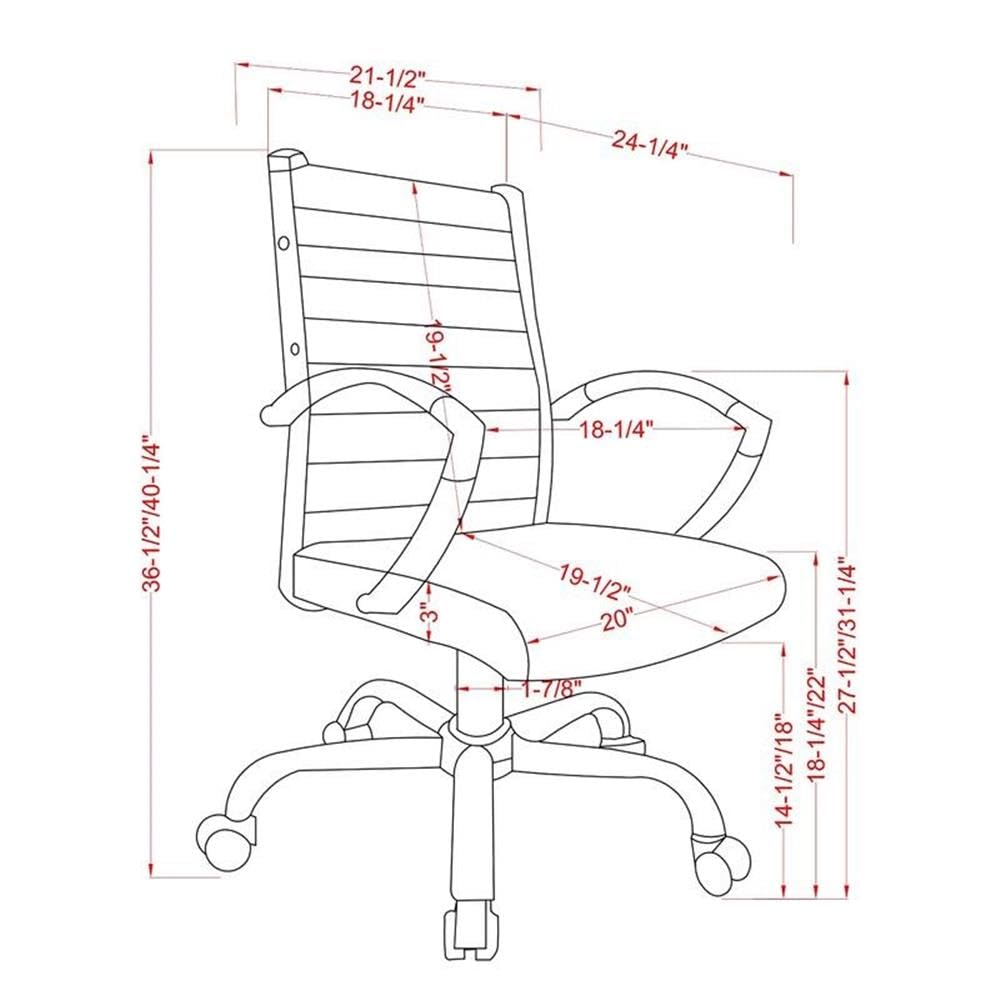 Furniture of America Damse White Faux Leather Adjustable Office Chair - Ergonomic Home & Small Space Workstation