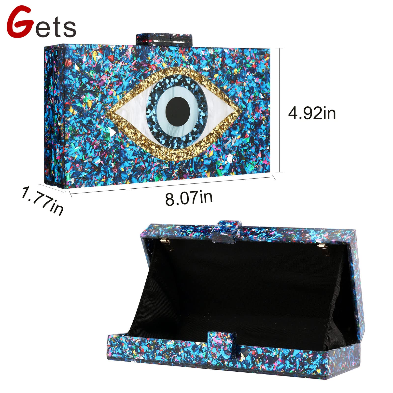 Stylish Acrylic Clutch Purse for Women - Glitter Evening Bag in Multicolor - Elegant Perspex Box Clutch & Crossbody Handbag - Perfect for Parties, Weddings, and Special Occasions