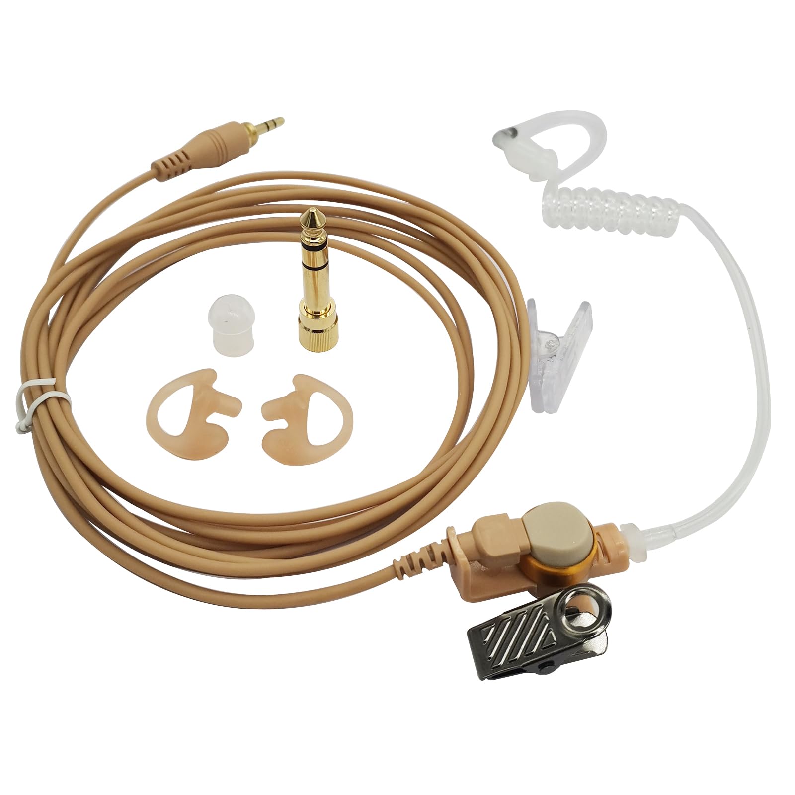 Skin Tone IFB Earpiece - Single Ear Universal Broadcast Headset with 3.5mm Jack | In-Ear Wired Monitor Headphones for TV Anchors, Podcasters & Reporters | Compatible with iPhone & Android Phones | Ideal for Live Broadcasting, News Reporting & Studio Monitoring